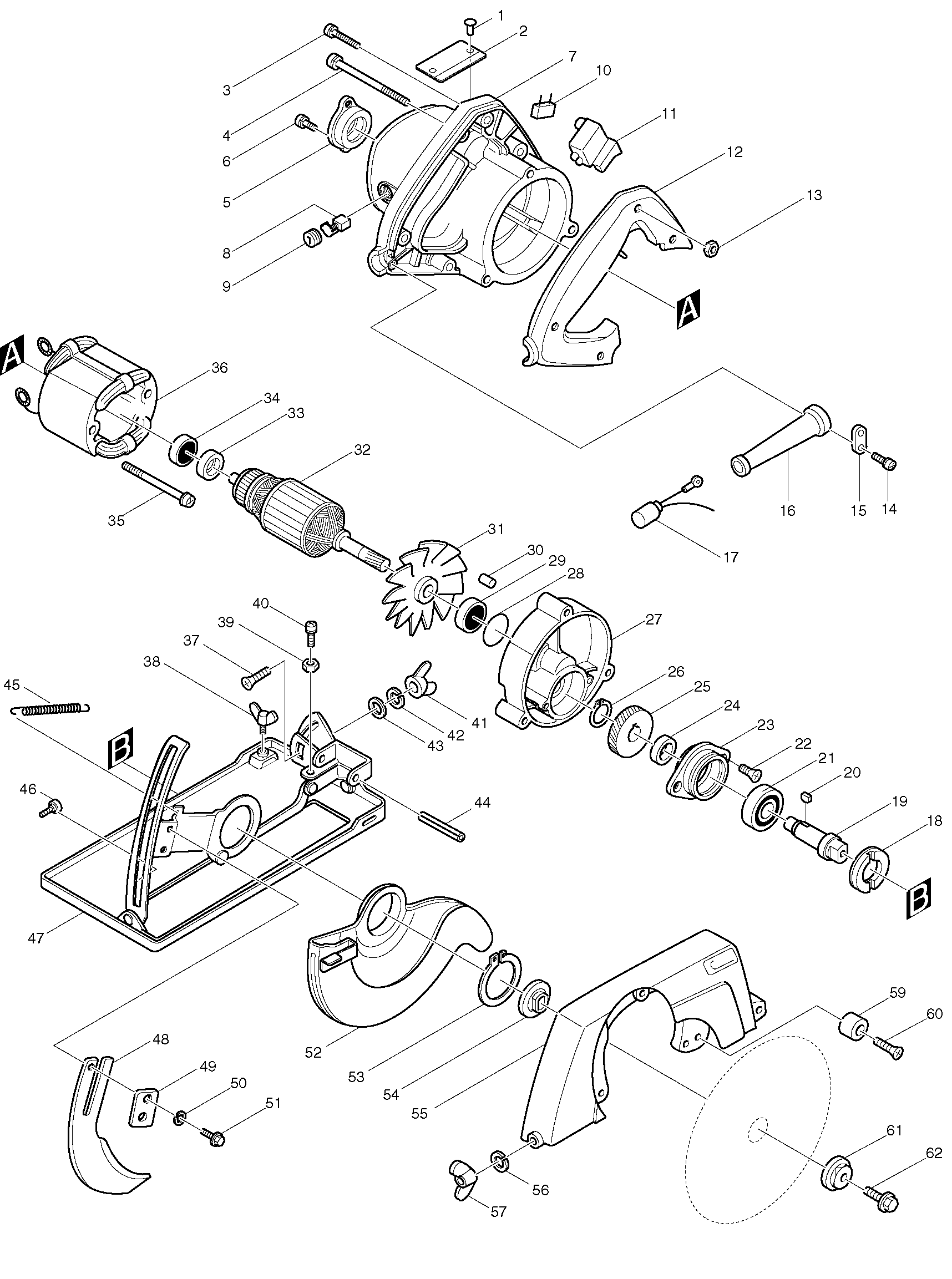 Makita 5600BR parts diagram, sheet 1