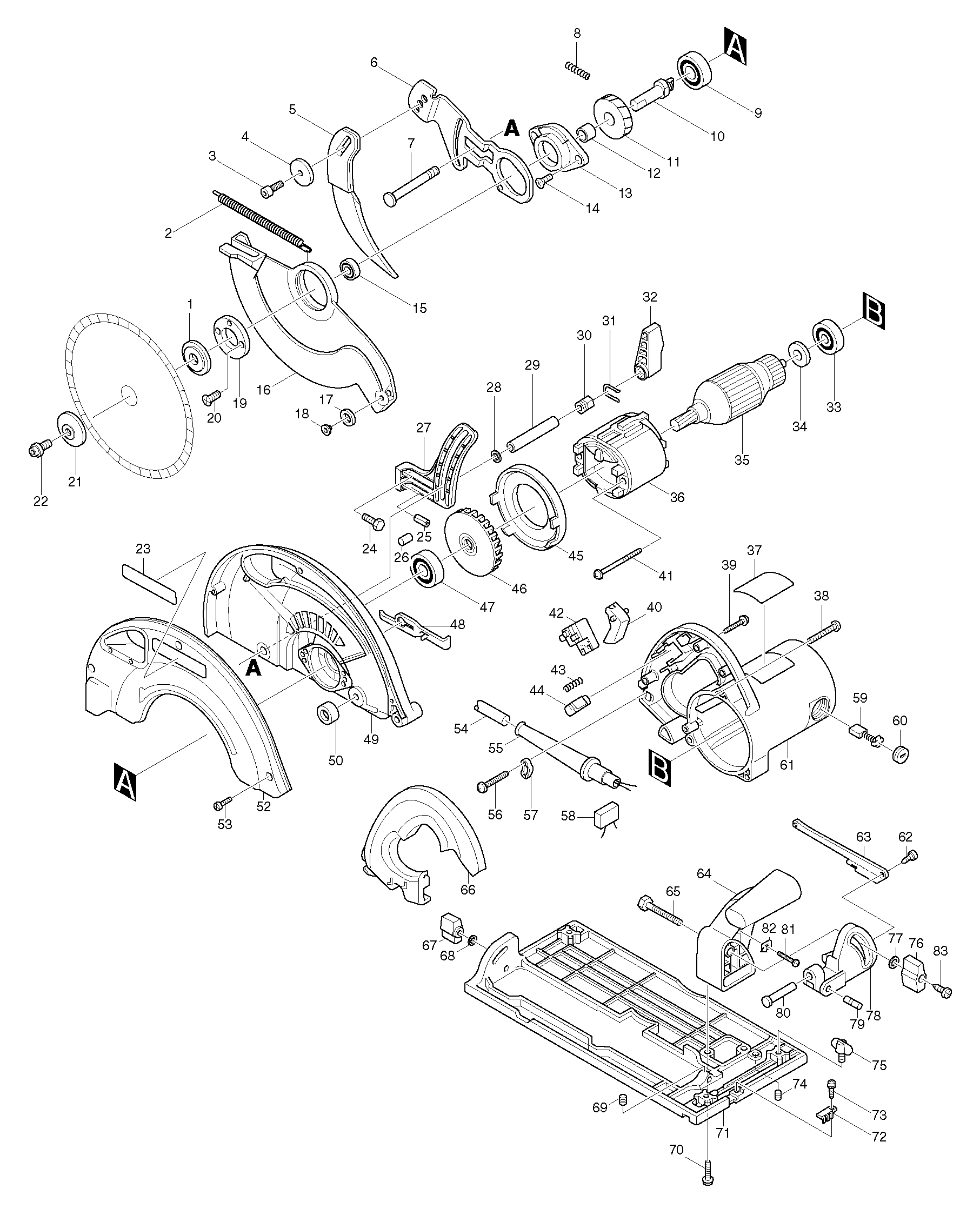Makita 5903R parts diagram, sheet 1