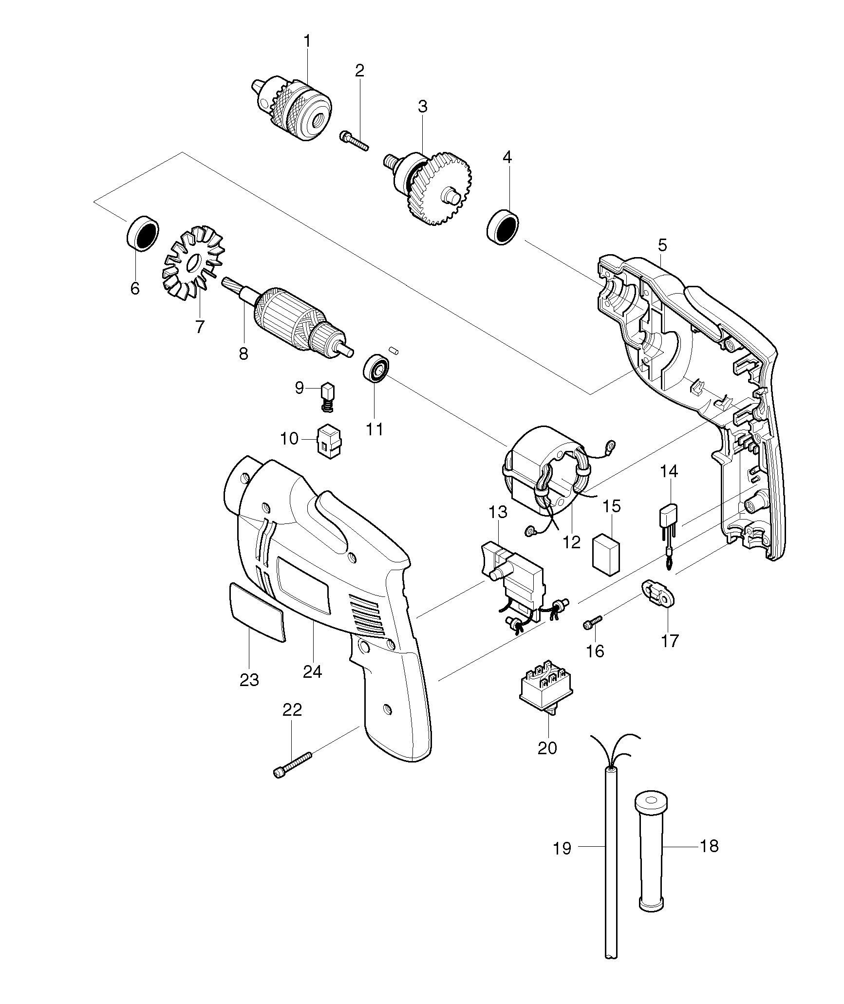 Makita 6010BVR parts diagram, sheet 1