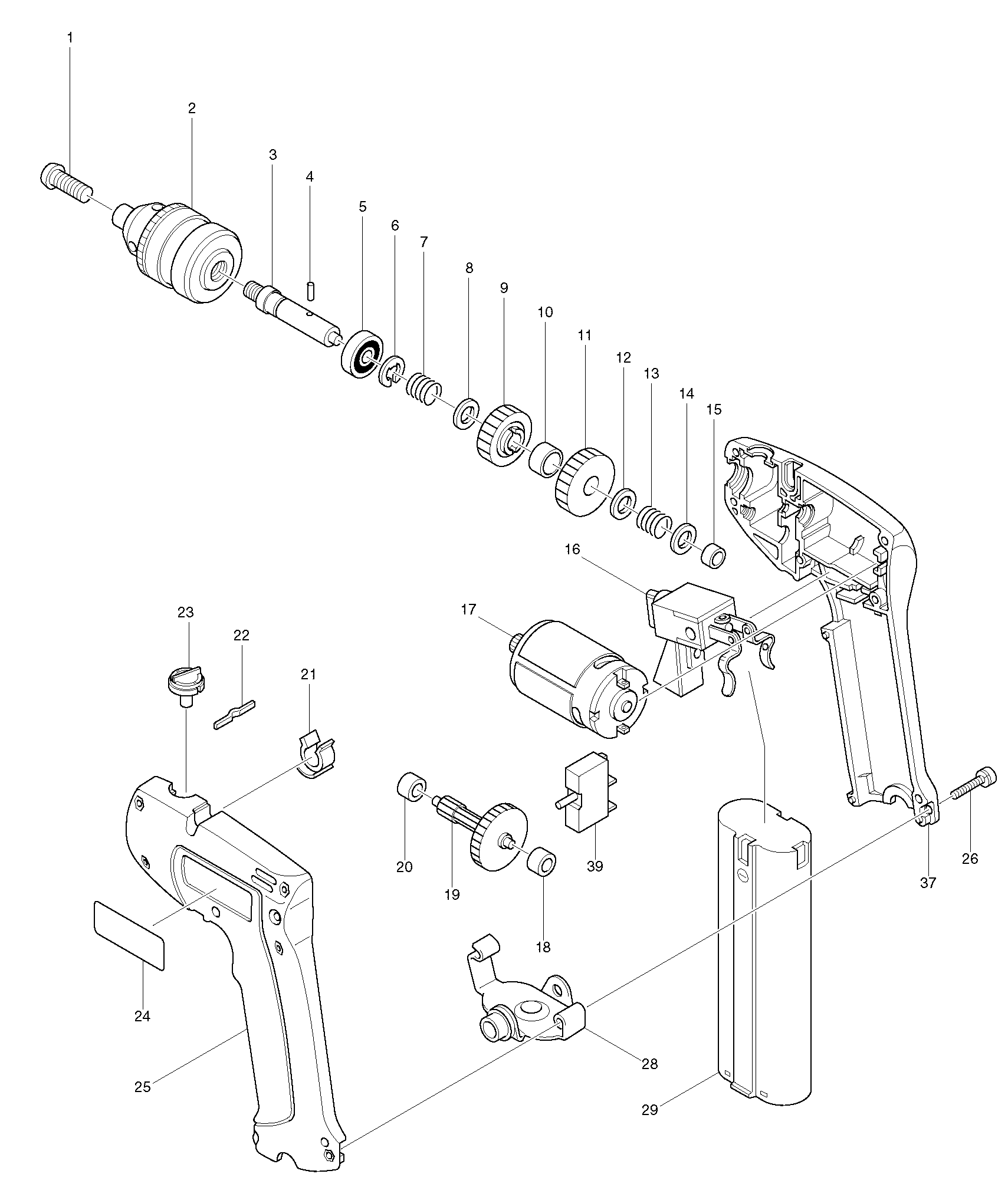 Makita 6012D parts diagram, sheet 1