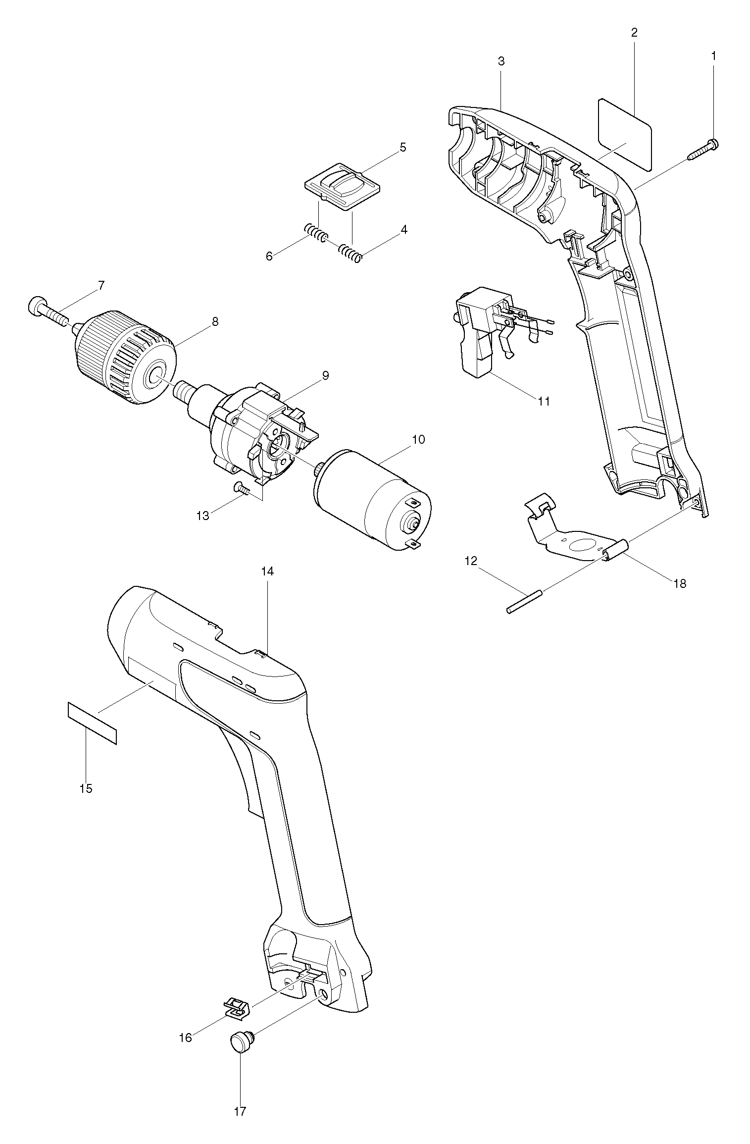 Makita 6017D parts diagram, sheet 1