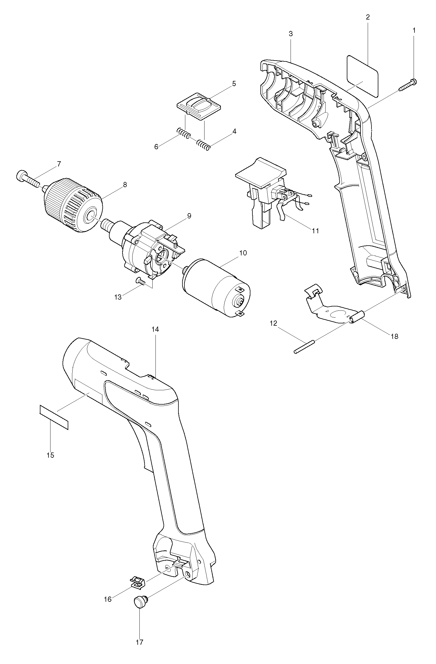 Makita 6018D parts diagram, sheet 1