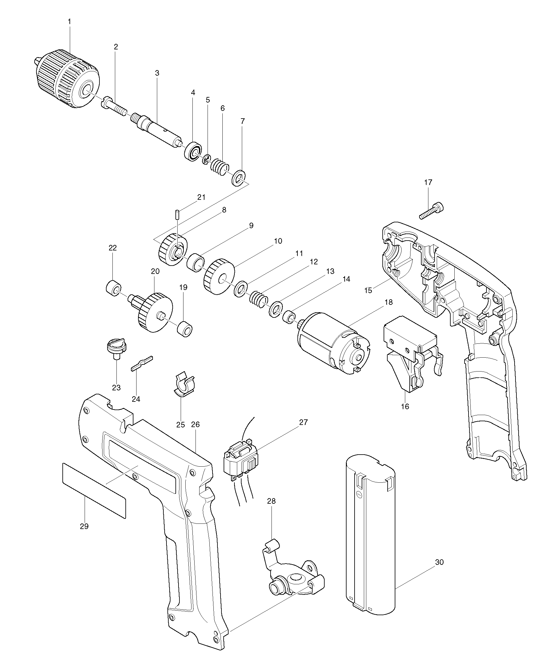 Makita 6072D parts diagram, sheet 1