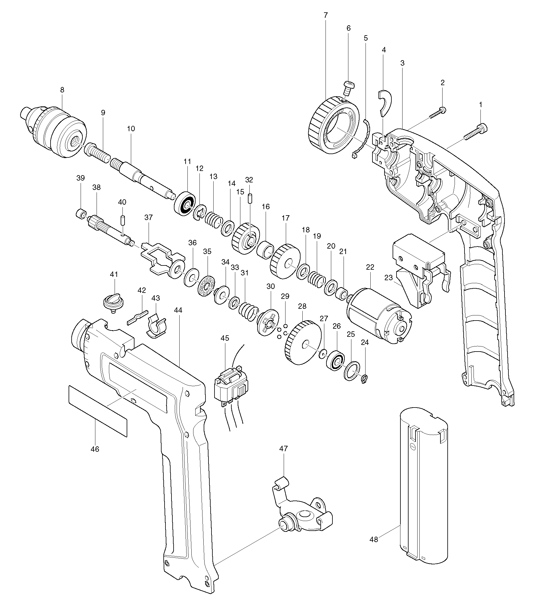 Makita 6073D parts diagram, sheet 1