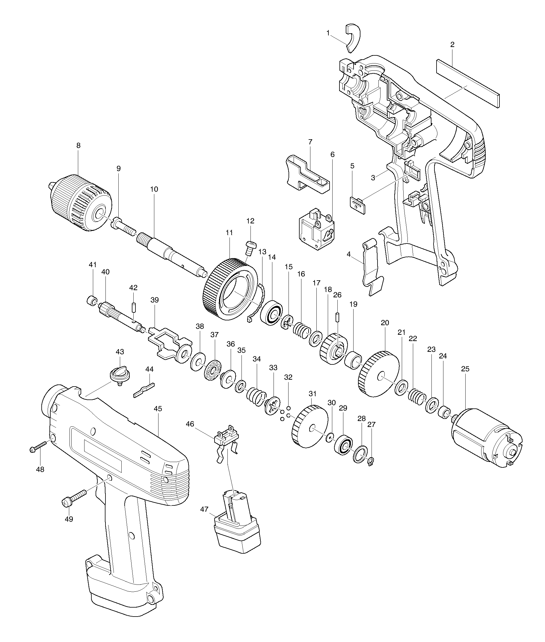 Makita 6200D parts diagram, sheet 1