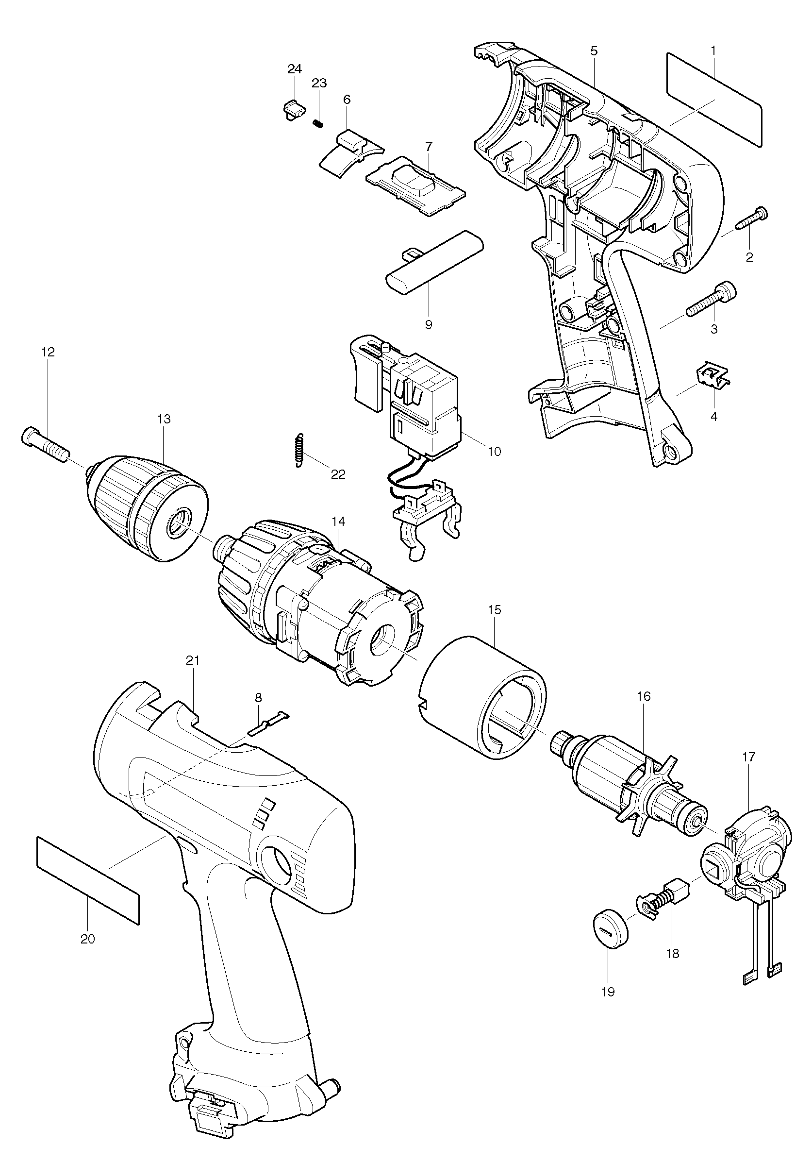 Makita 6207D parts diagram, sheet 1