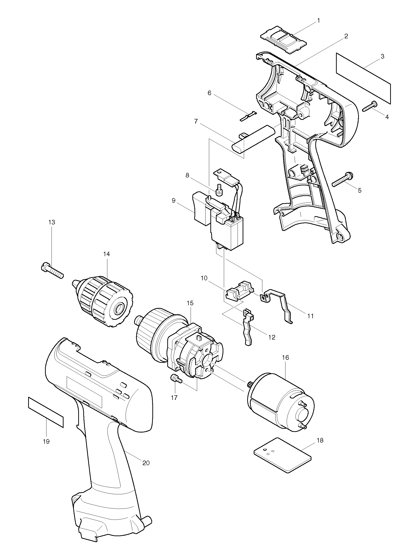 Makita 6226D parts diagram, sheet 1
