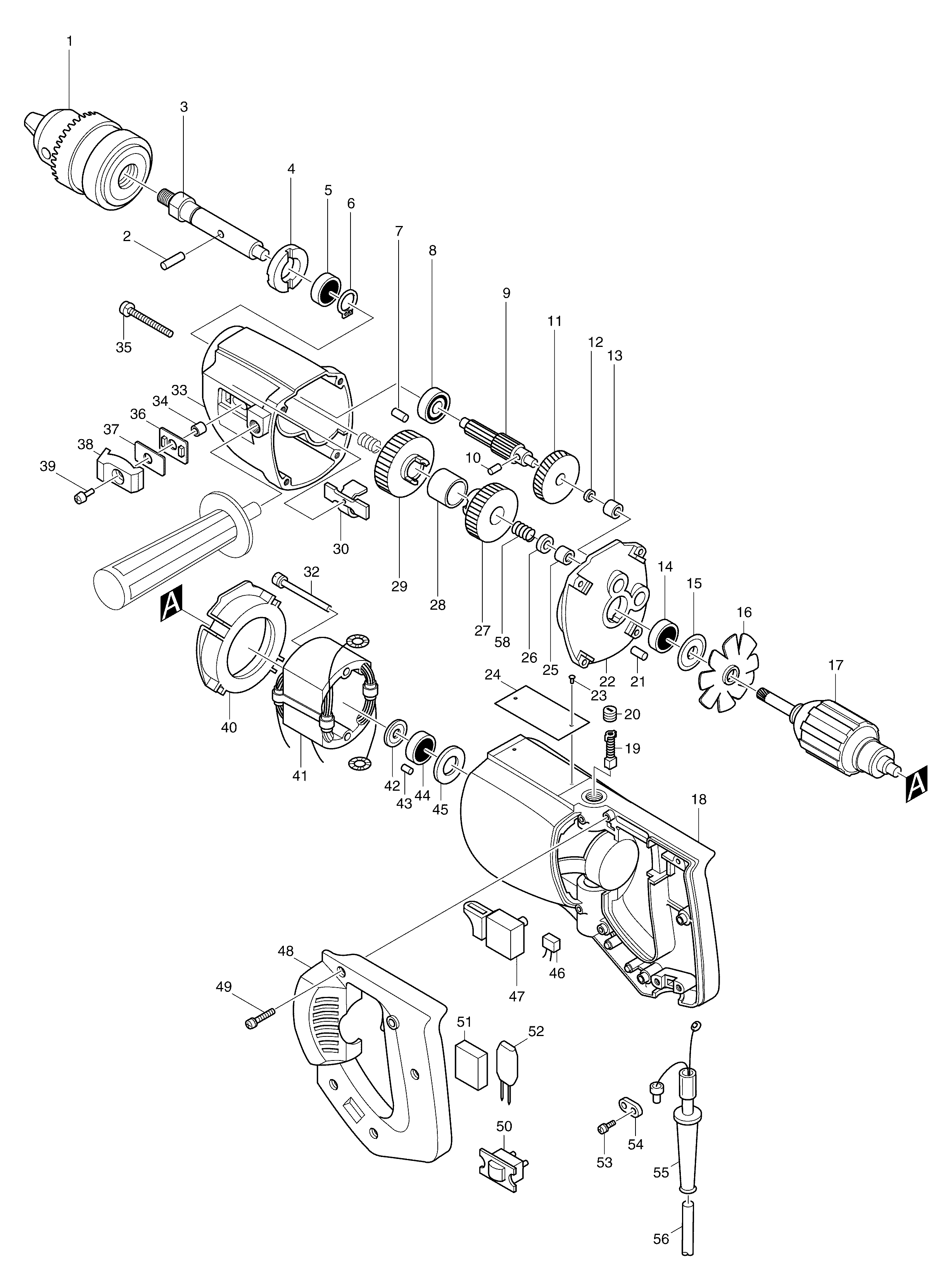 Makita 63004 parts diagram, sheet 1