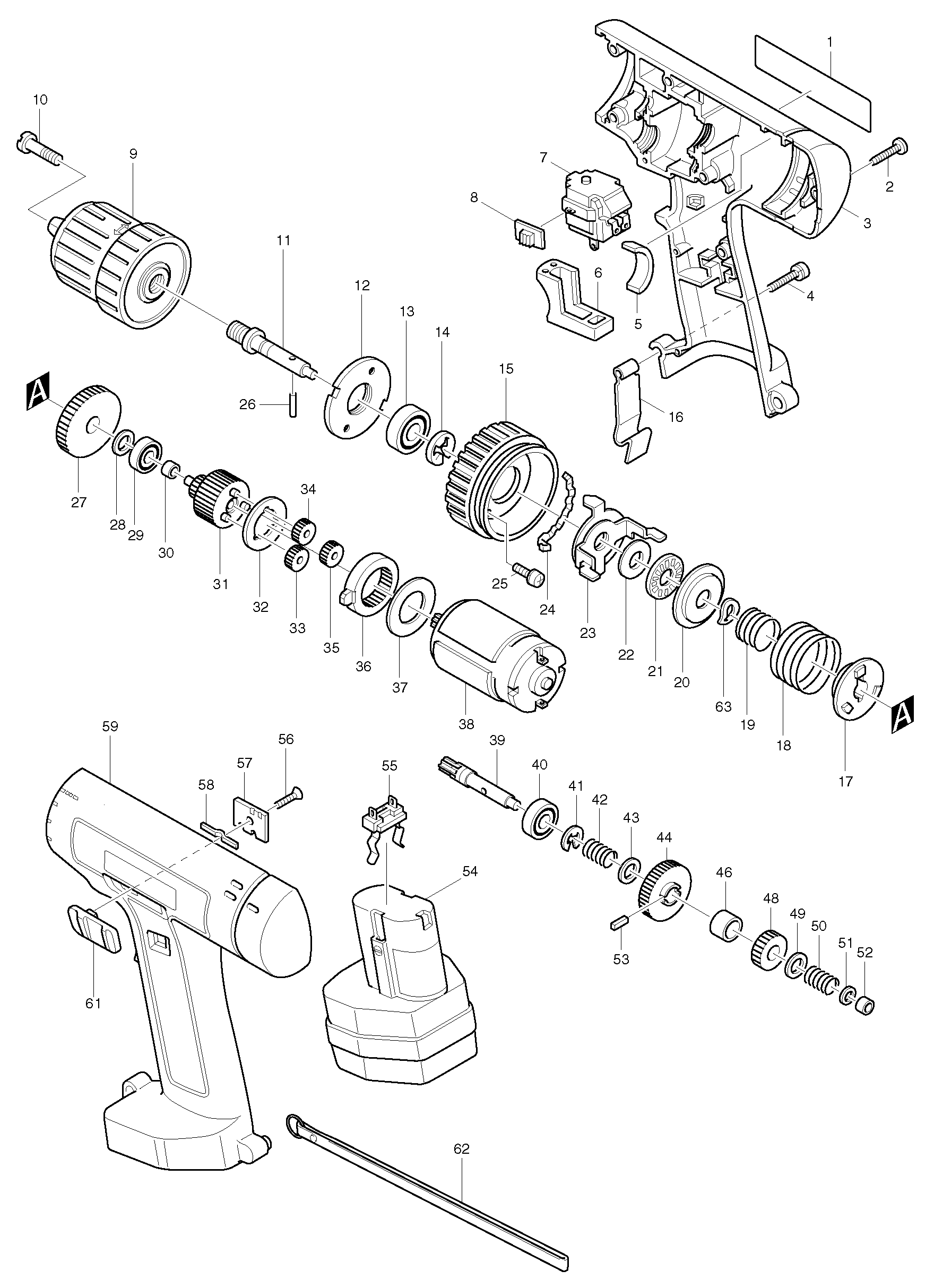Makita 6311D parts diagram, sheet 1