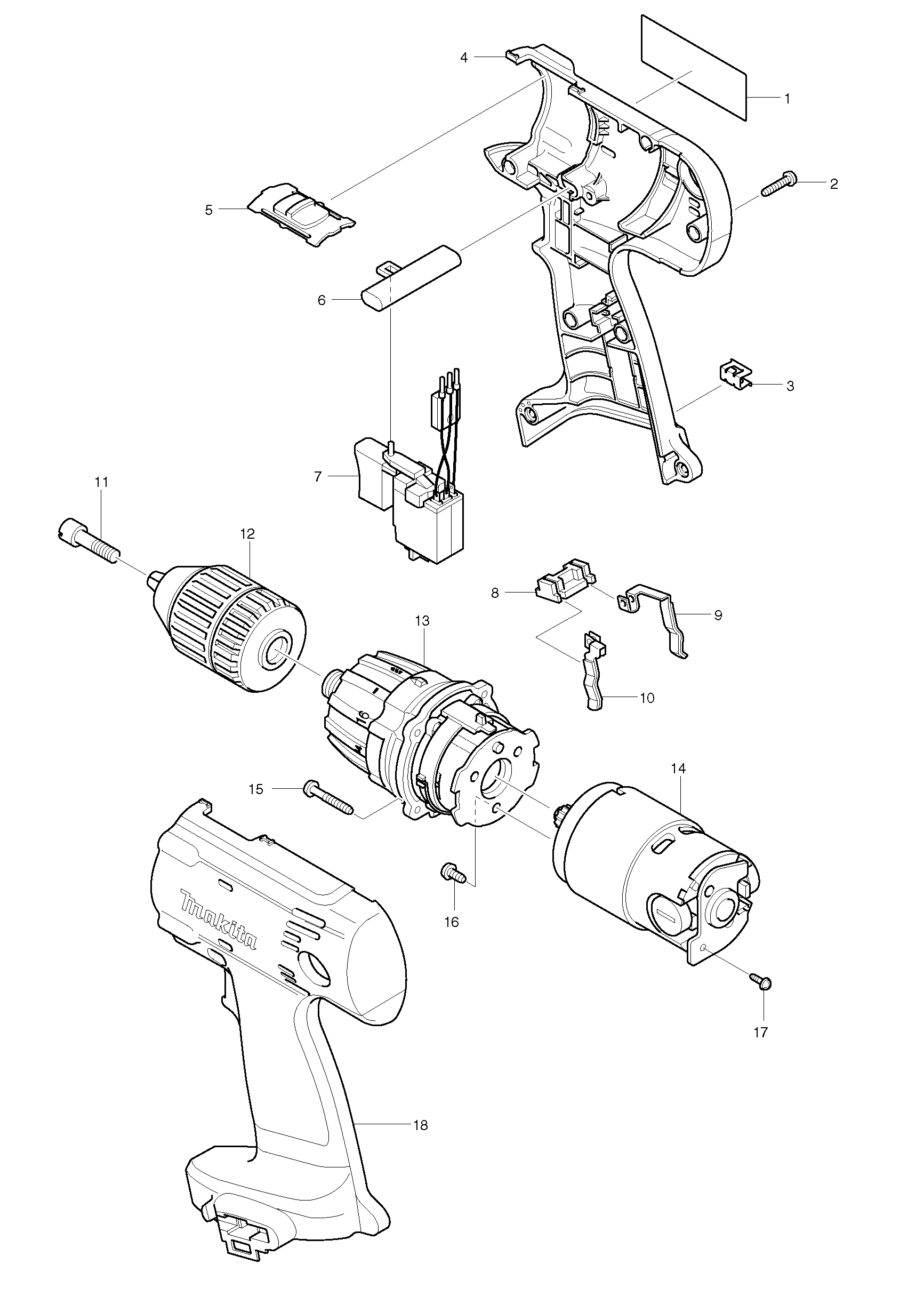 Makita 6336D parts diagram, sheet 1