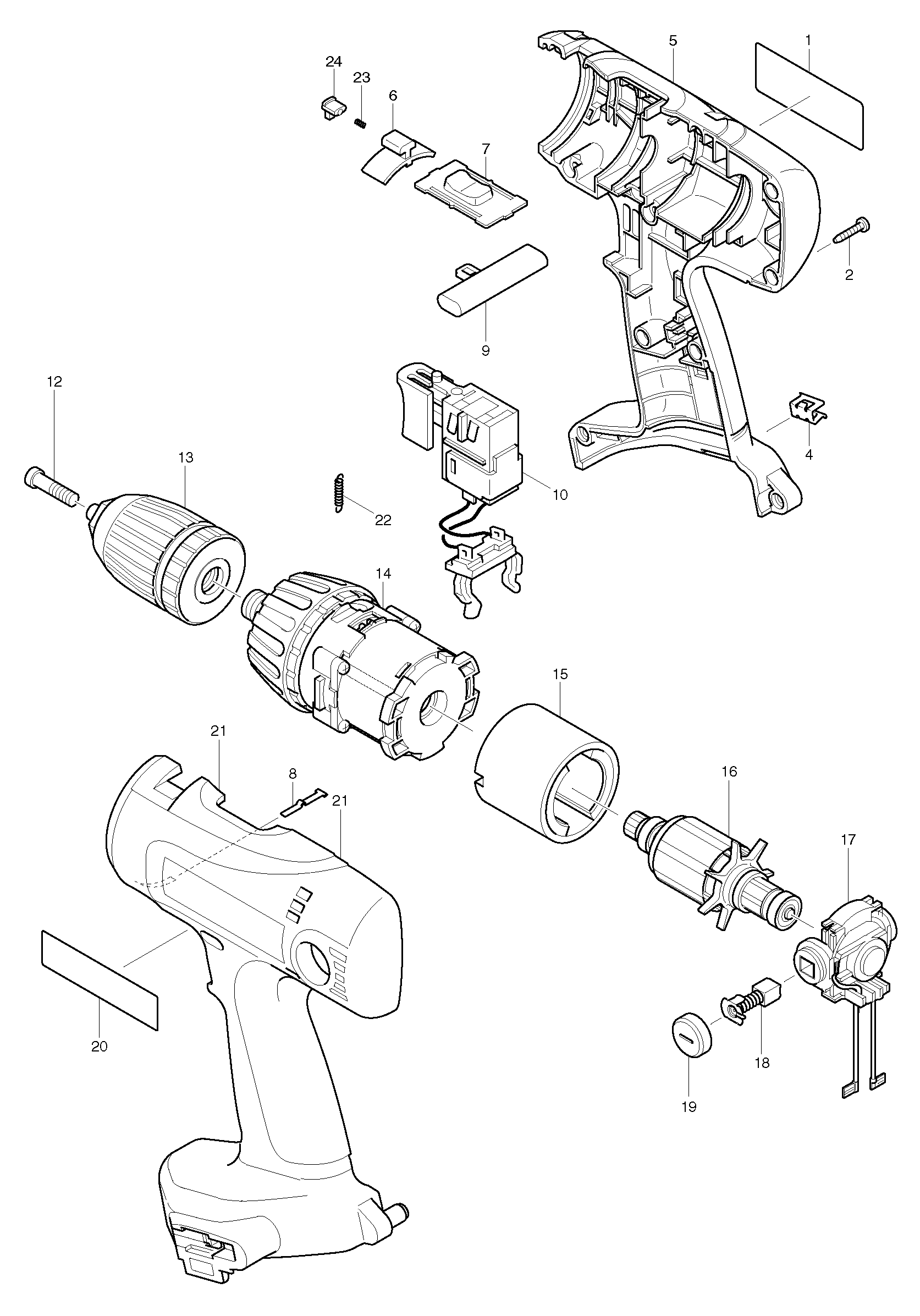 Makita 6347D parts diagram, sheet 1