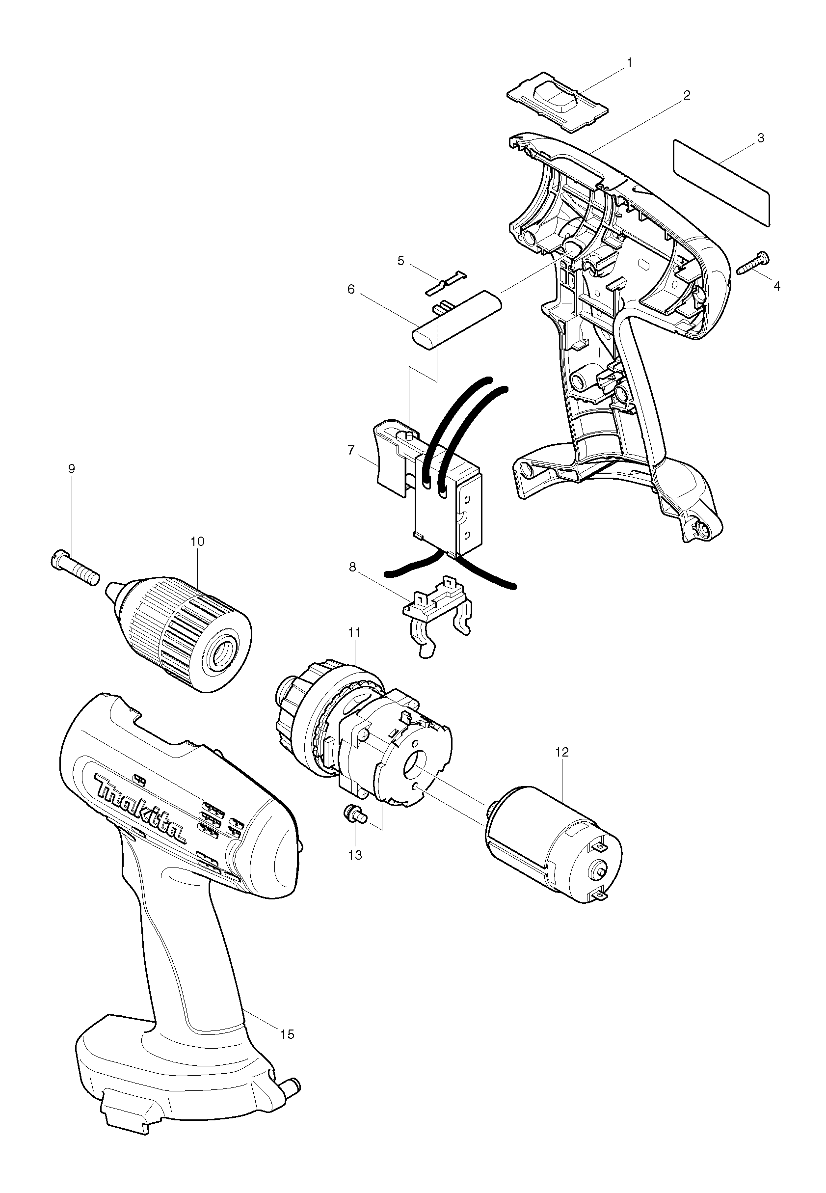 Makita 6390D parts diagram, sheet 1