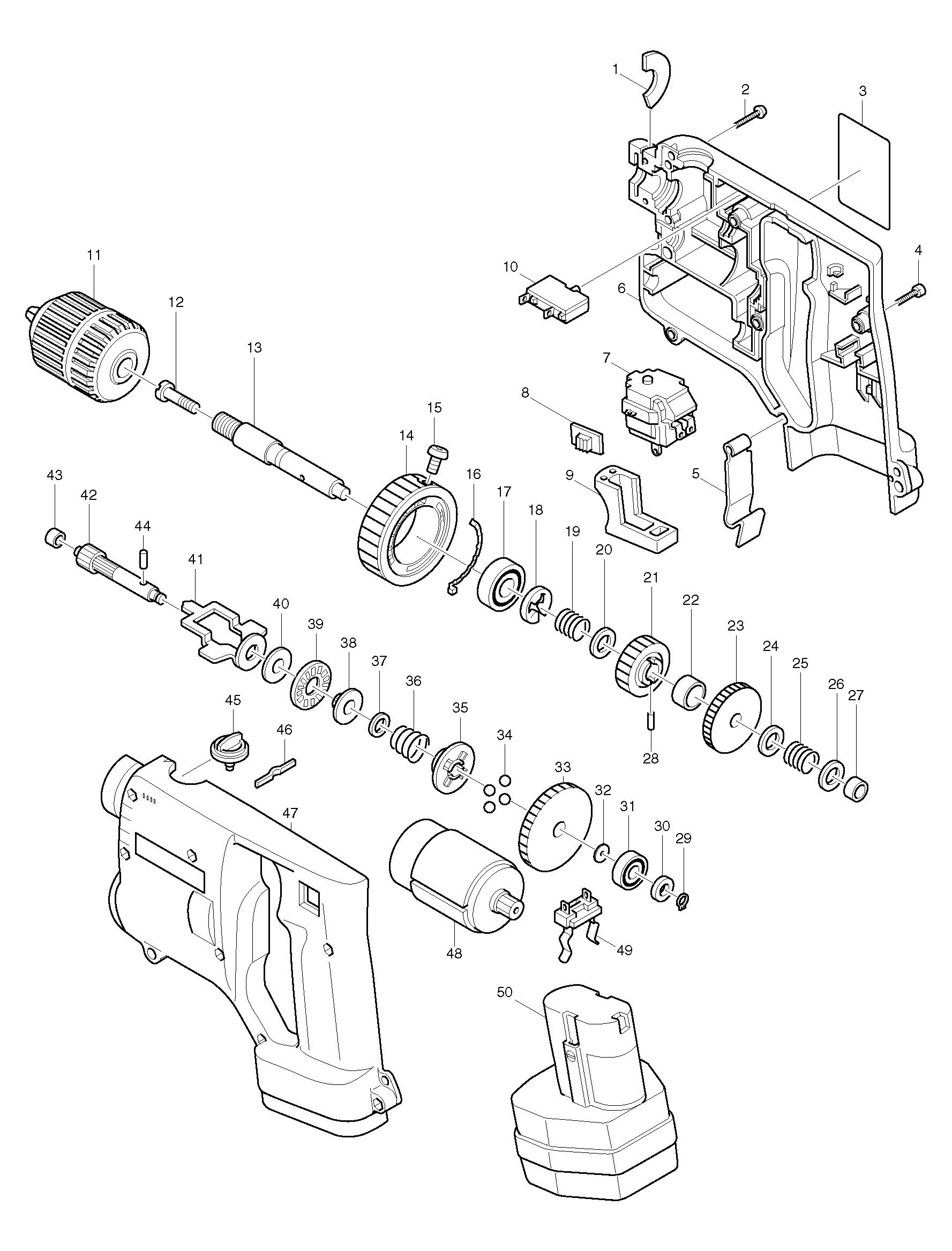 Makita 6400D parts diagram, sheet 1