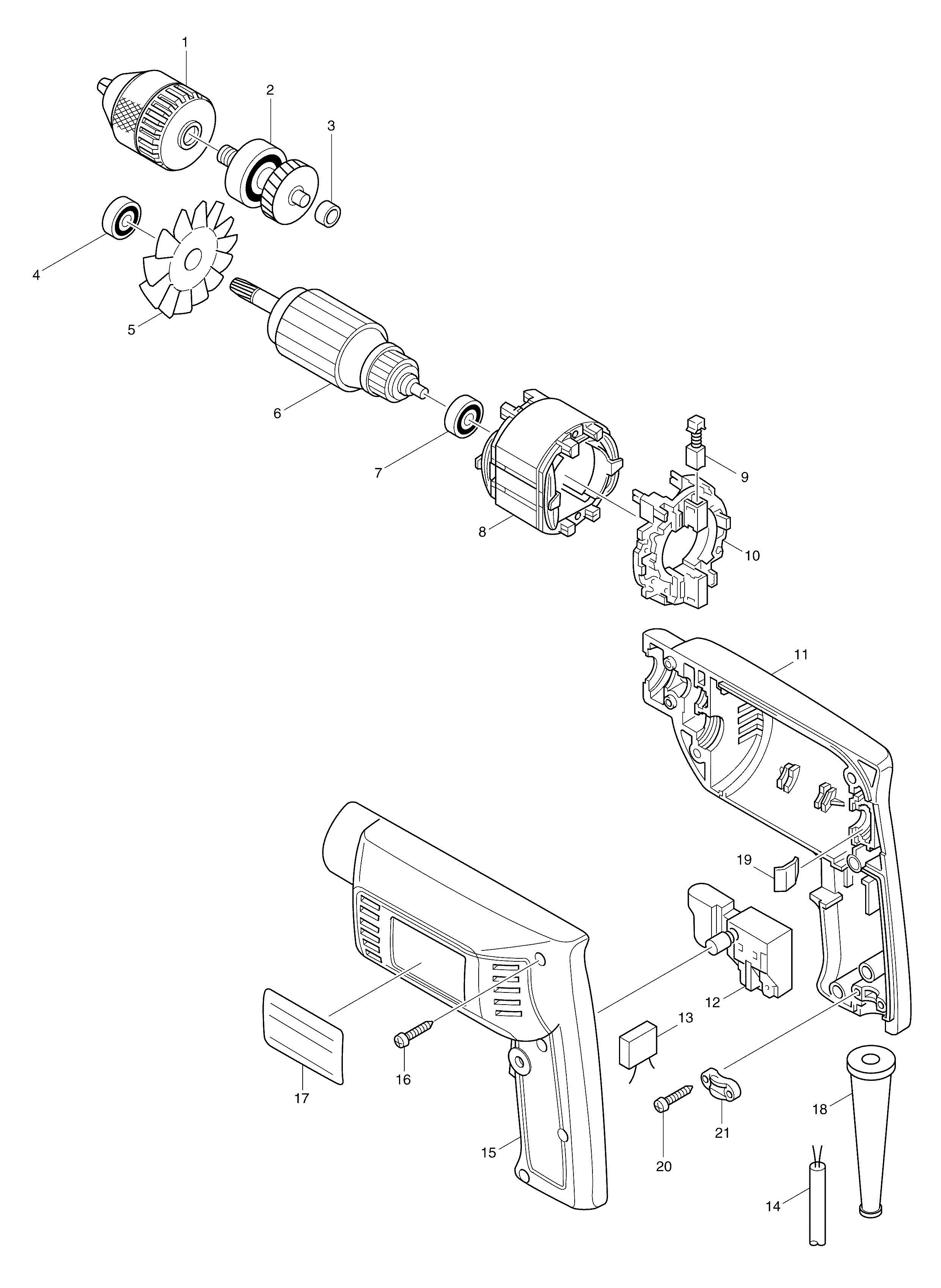 Makita 6501X parts diagram, sheet 1