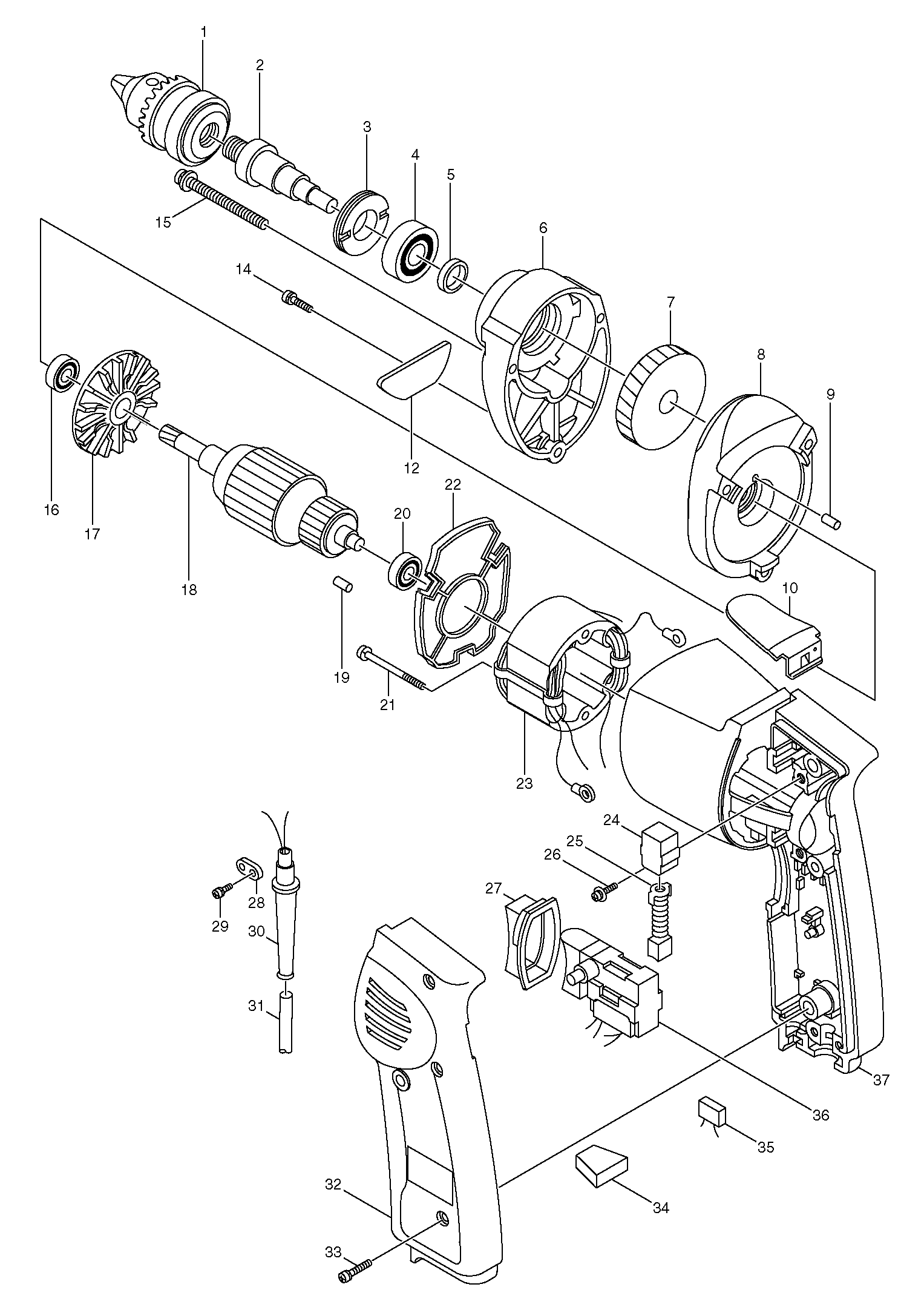 Makita 6510PB parts diagram, sheet 1