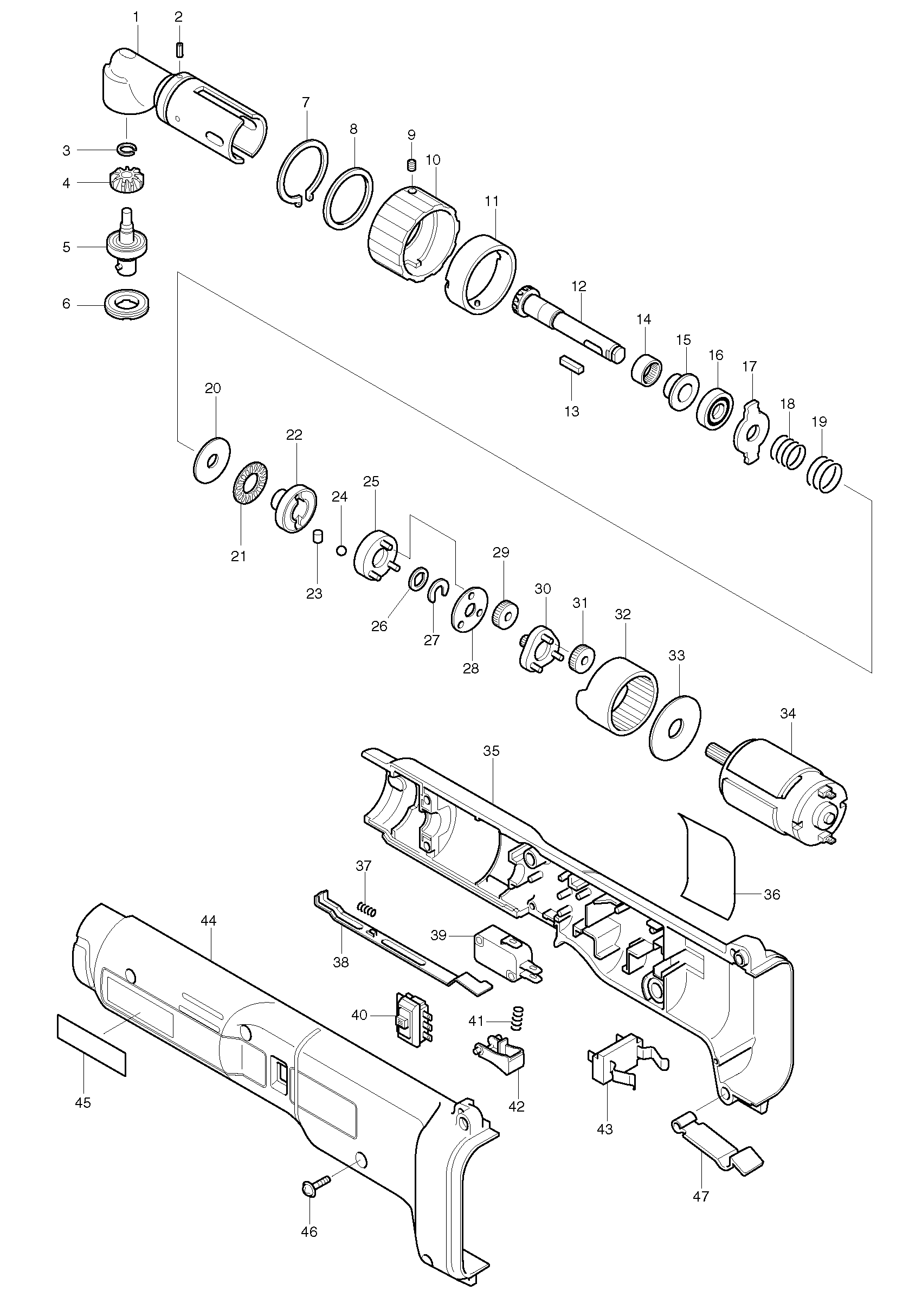 Makita 6704D parts diagram, sheet 1