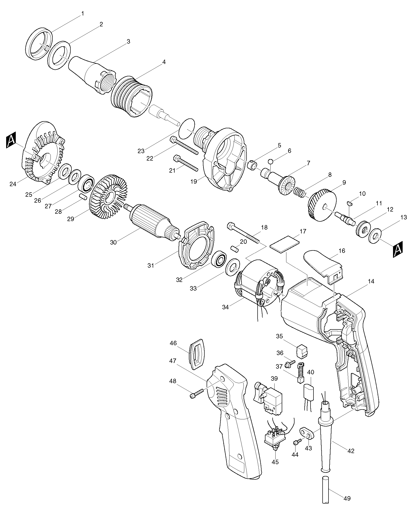 Makita 6802BV parts diagram, sheet 1