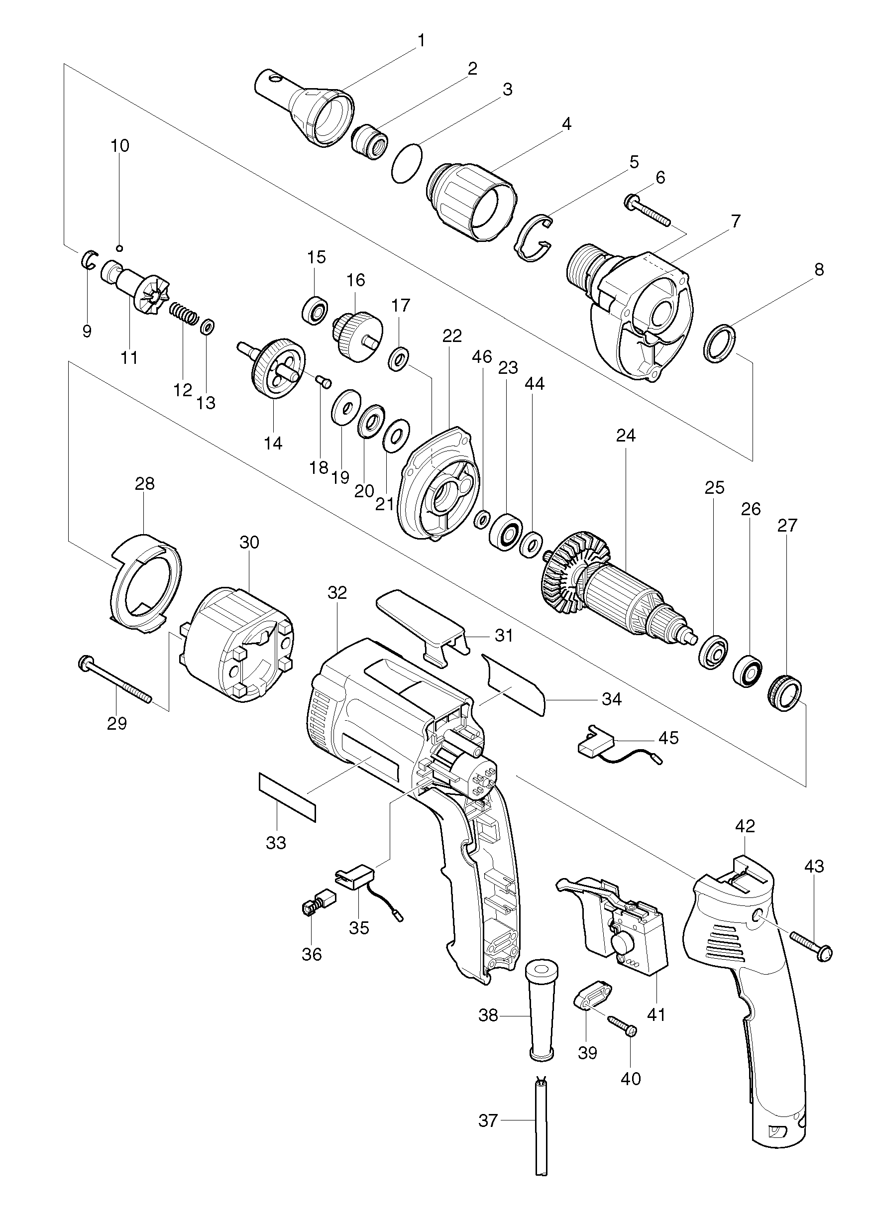 Makita 6823 parts diagram, sheet 1