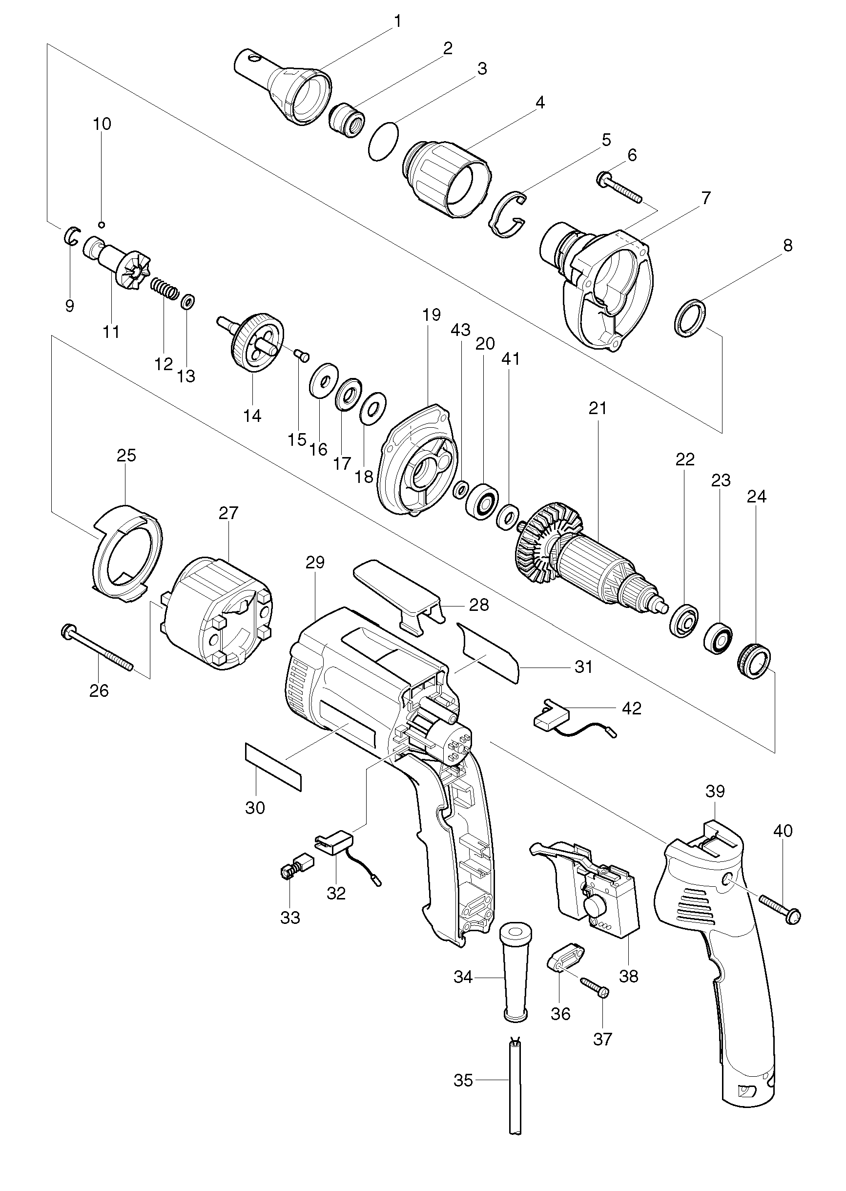 Makita 6824 parts diagram, sheet 1