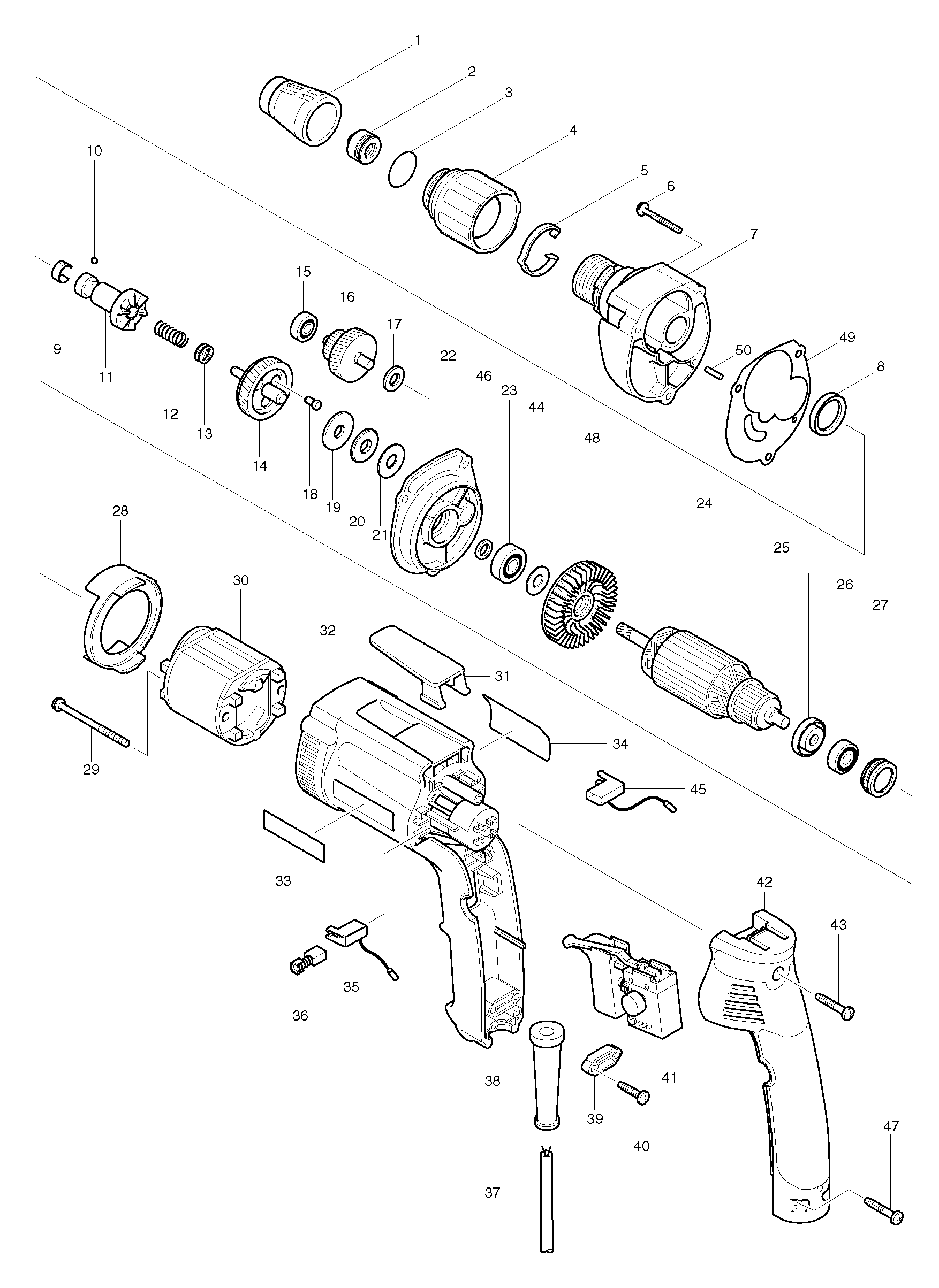 Makita 6826 parts diagram, sheet 1