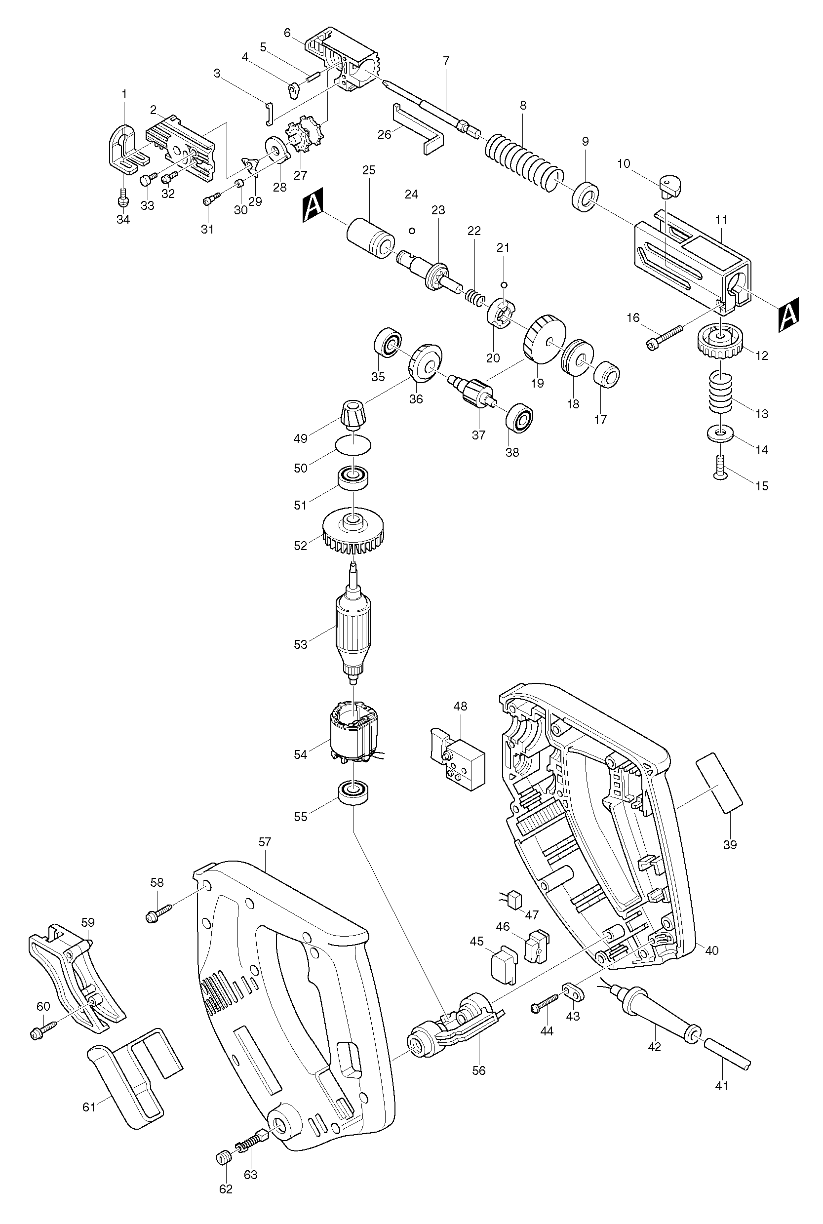 Makita 6830 parts diagram, sheet 1