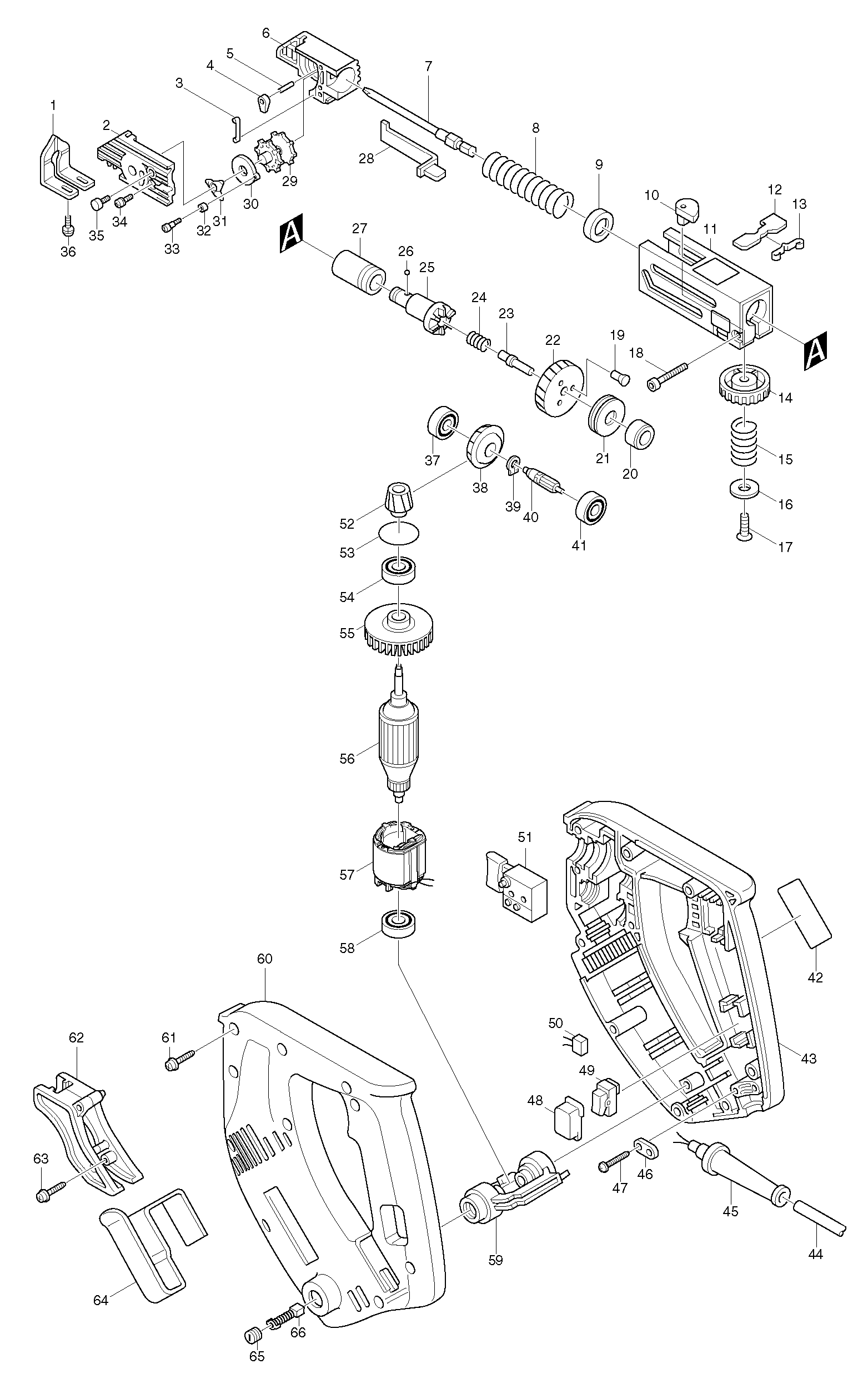 Makita 6832 parts diagram, sheet 1
