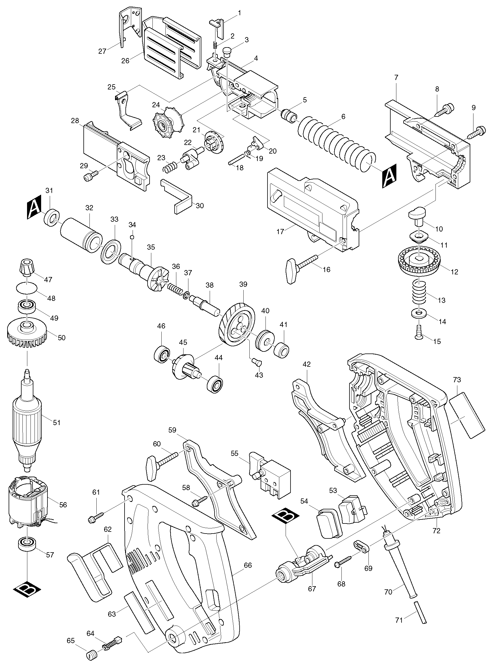 Makita 6834 parts diagram, sheet 1