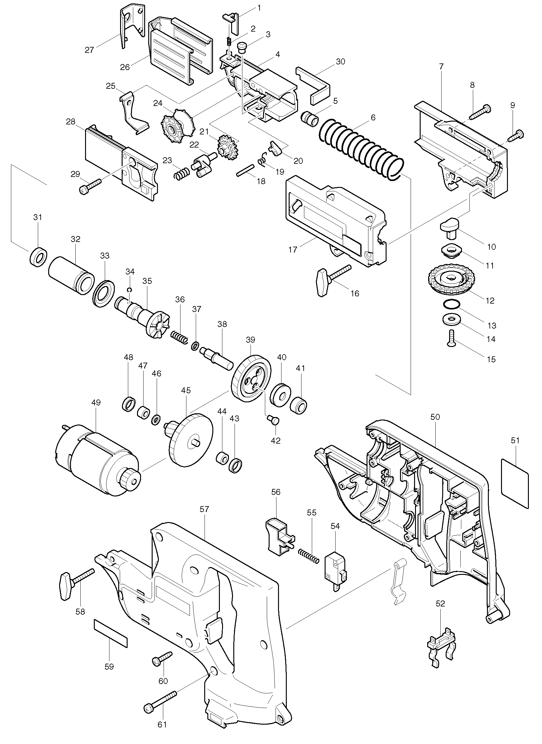 Makita 6835D parts diagram, sheet 1