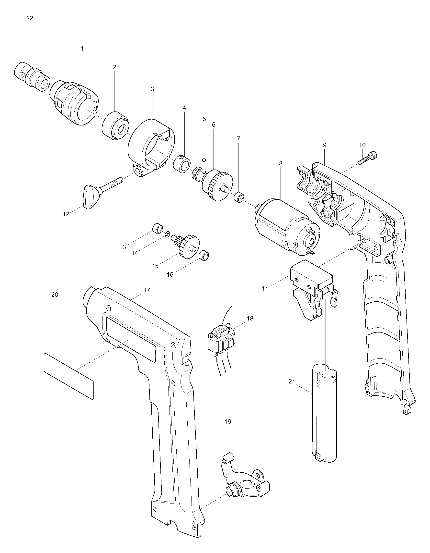 Makita 6891D parts diagram, sheet 1
