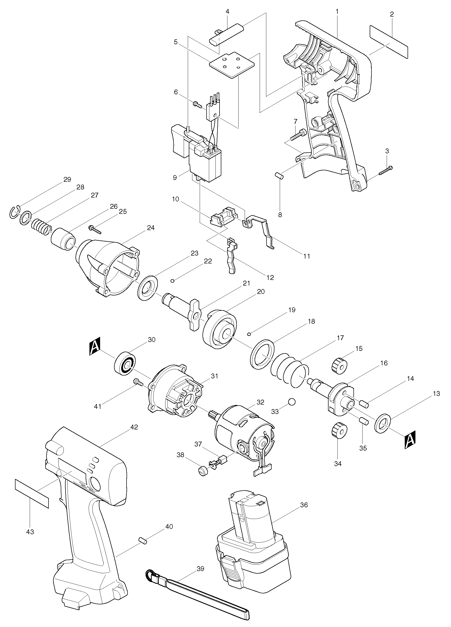 Makita 6908D parts diagram, sheet 1
