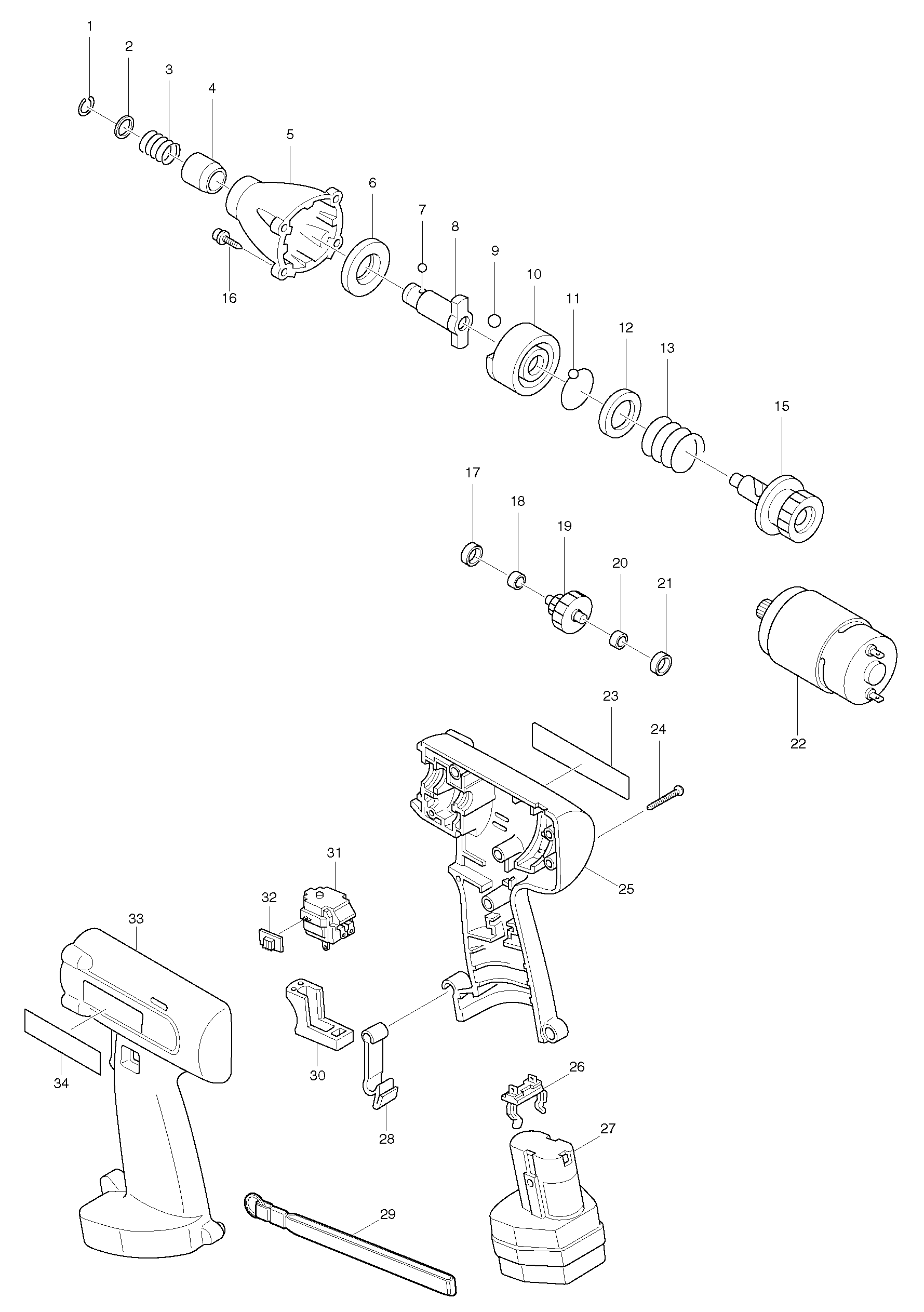 Makita 6913D parts diagram, sheet 1