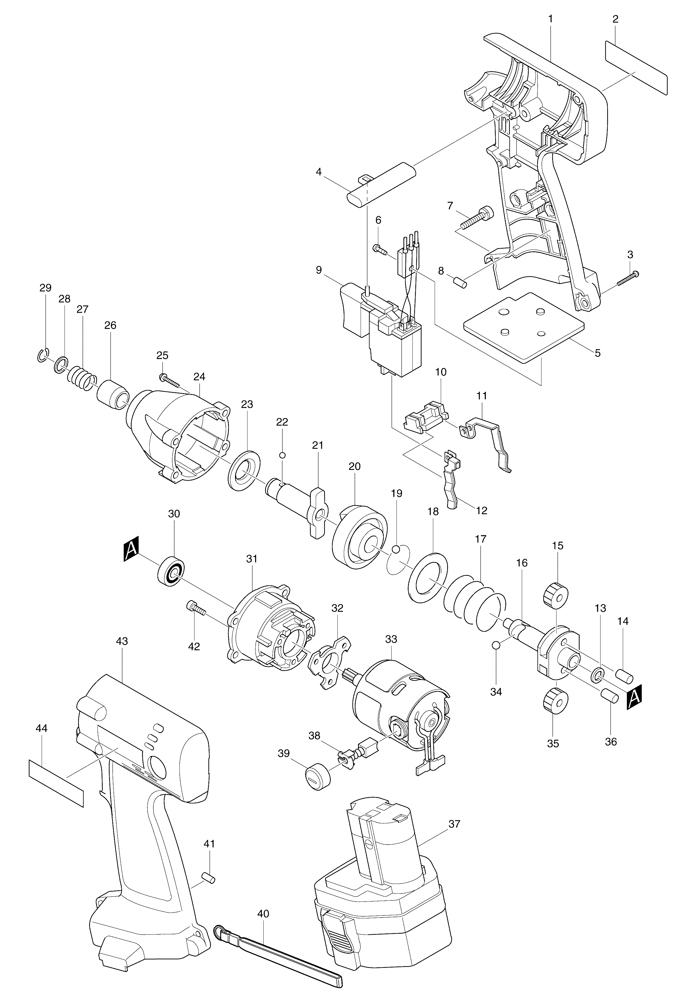Makita 6914D parts diagram, sheet 1