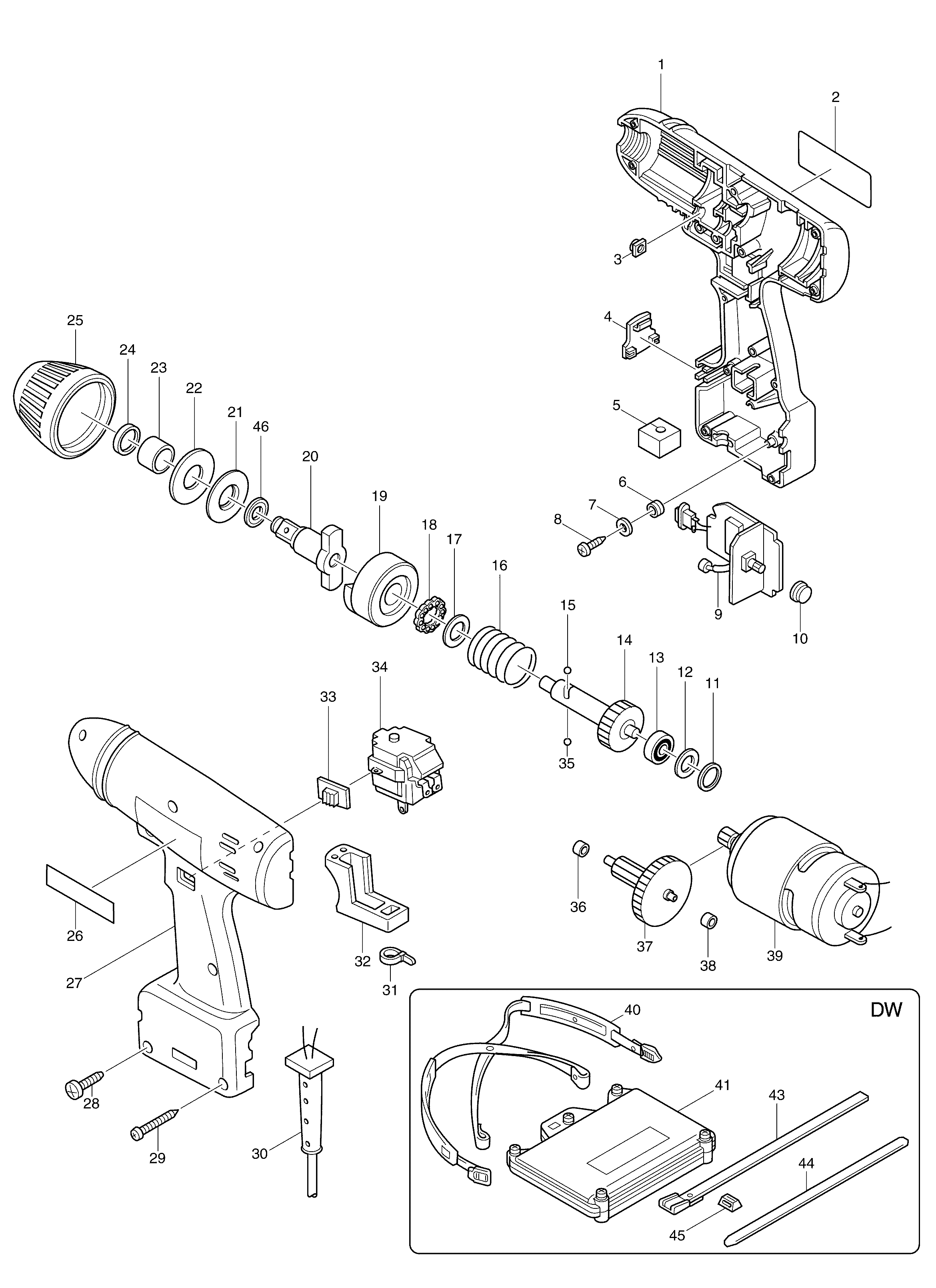 Makita 6931D parts diagram, sheet 1