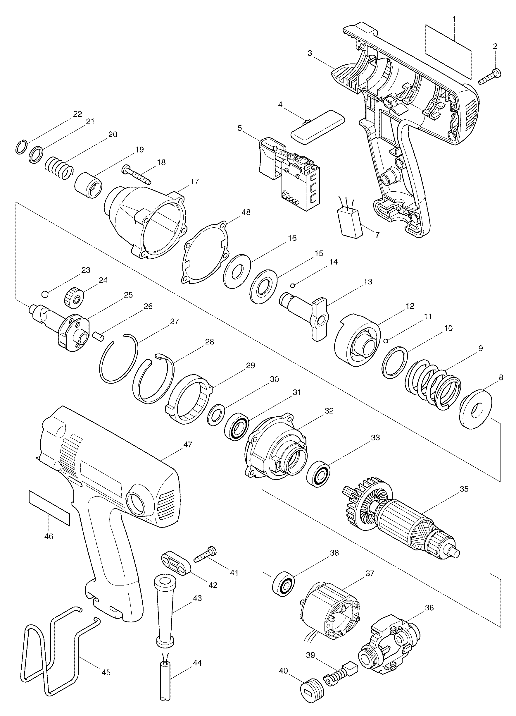 Makita 6952 parts diagram, sheet 1