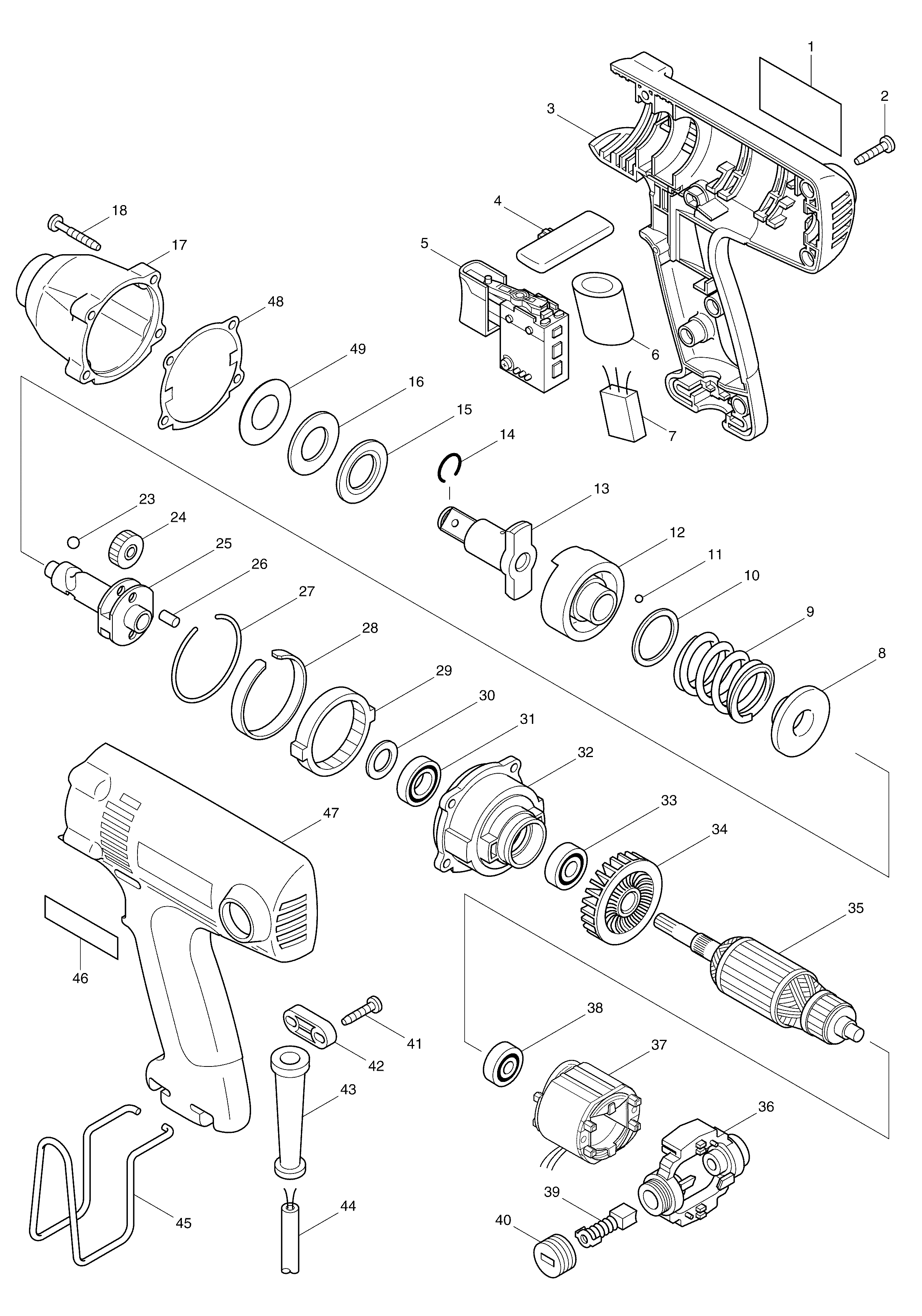 Makita 6953 parts diagram, sheet 1