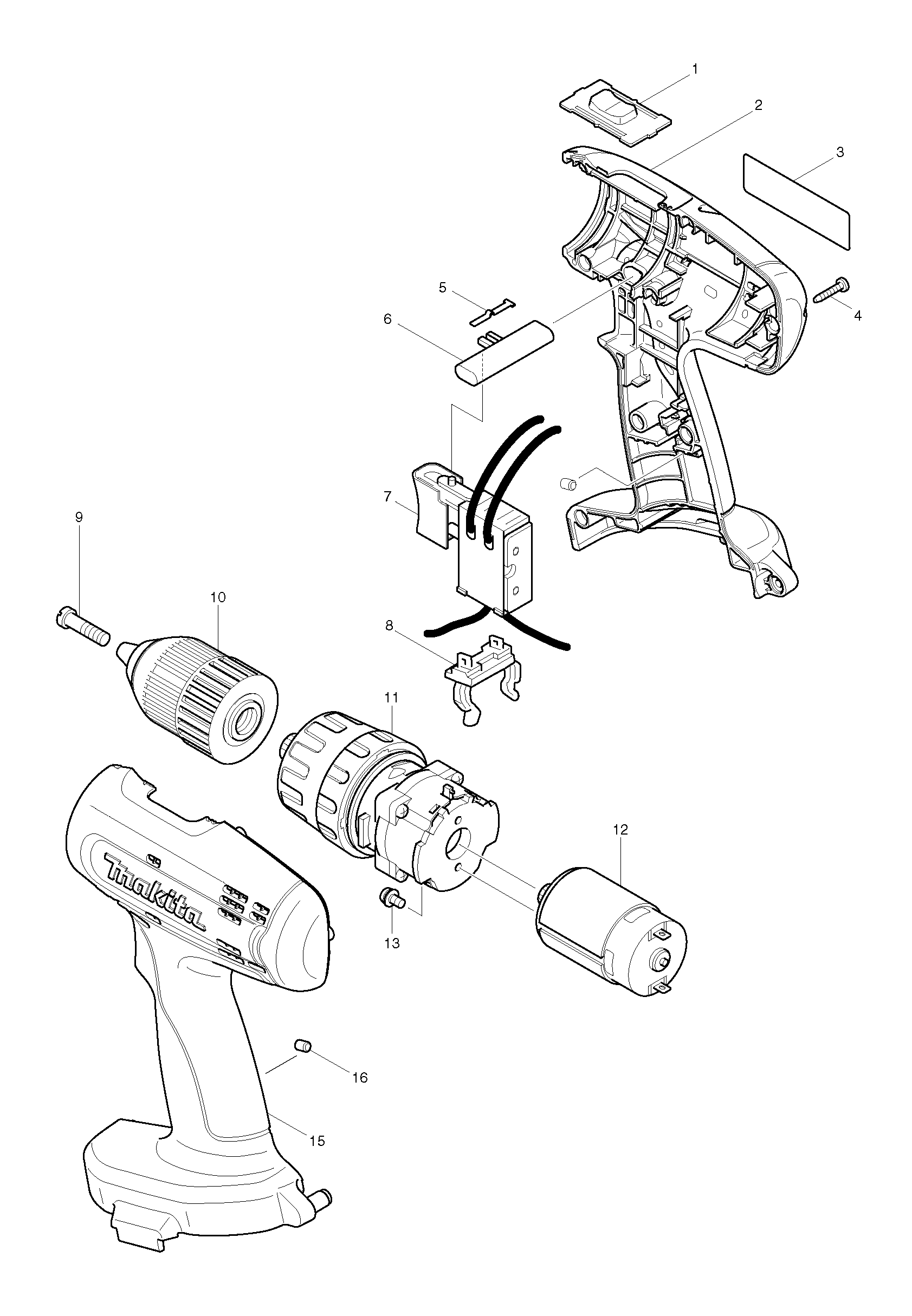 Makita 8390D parts diagram, sheet 1