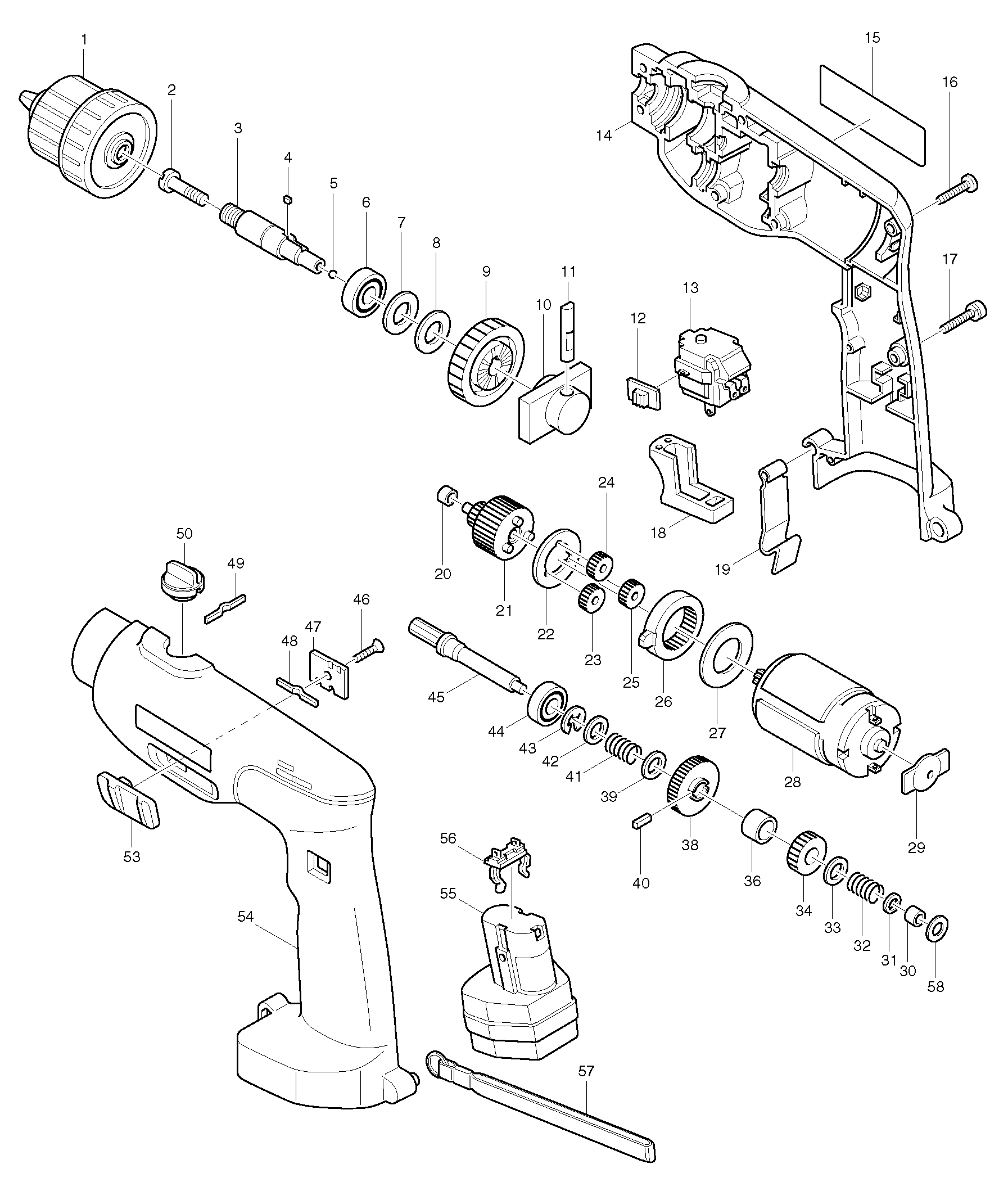 Makita 8411D parts diagram, sheet 1