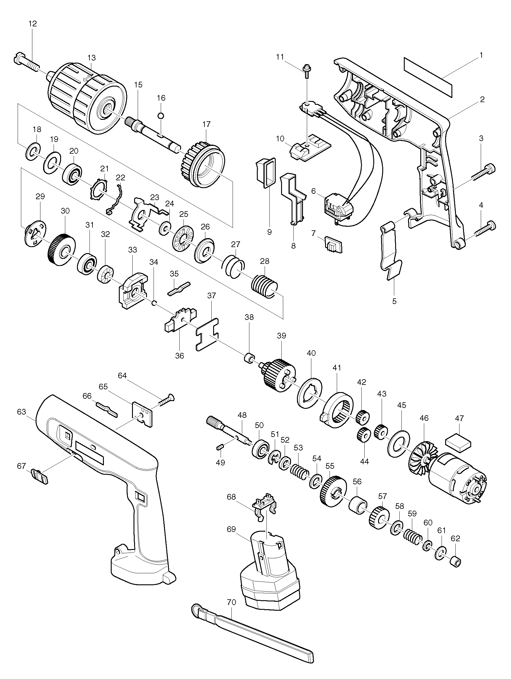 Makita 8412D parts diagram, sheet 1