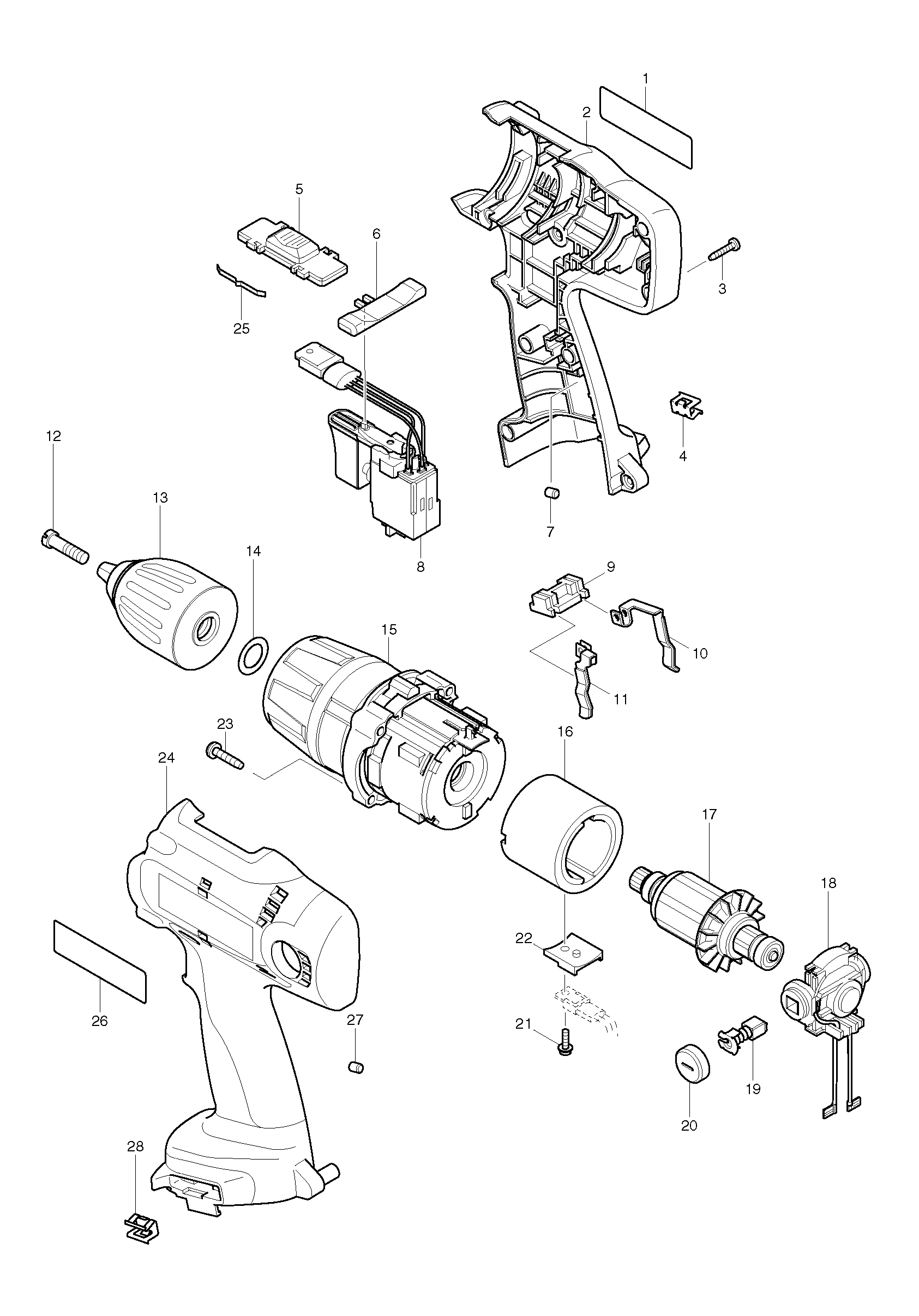 Makita 8414D parts diagram, sheet 1