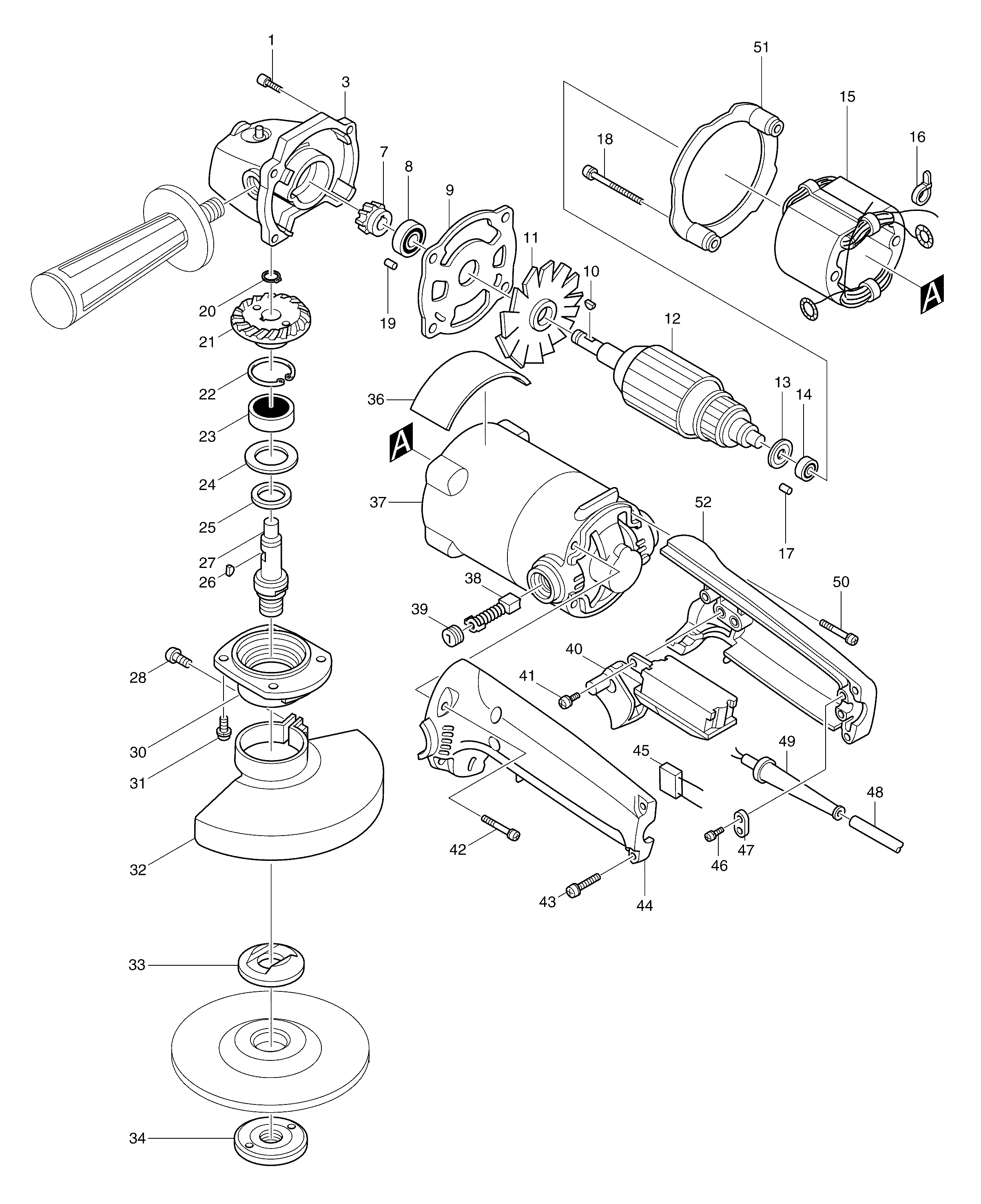 Makita 9005B parts diagram, sheet 1