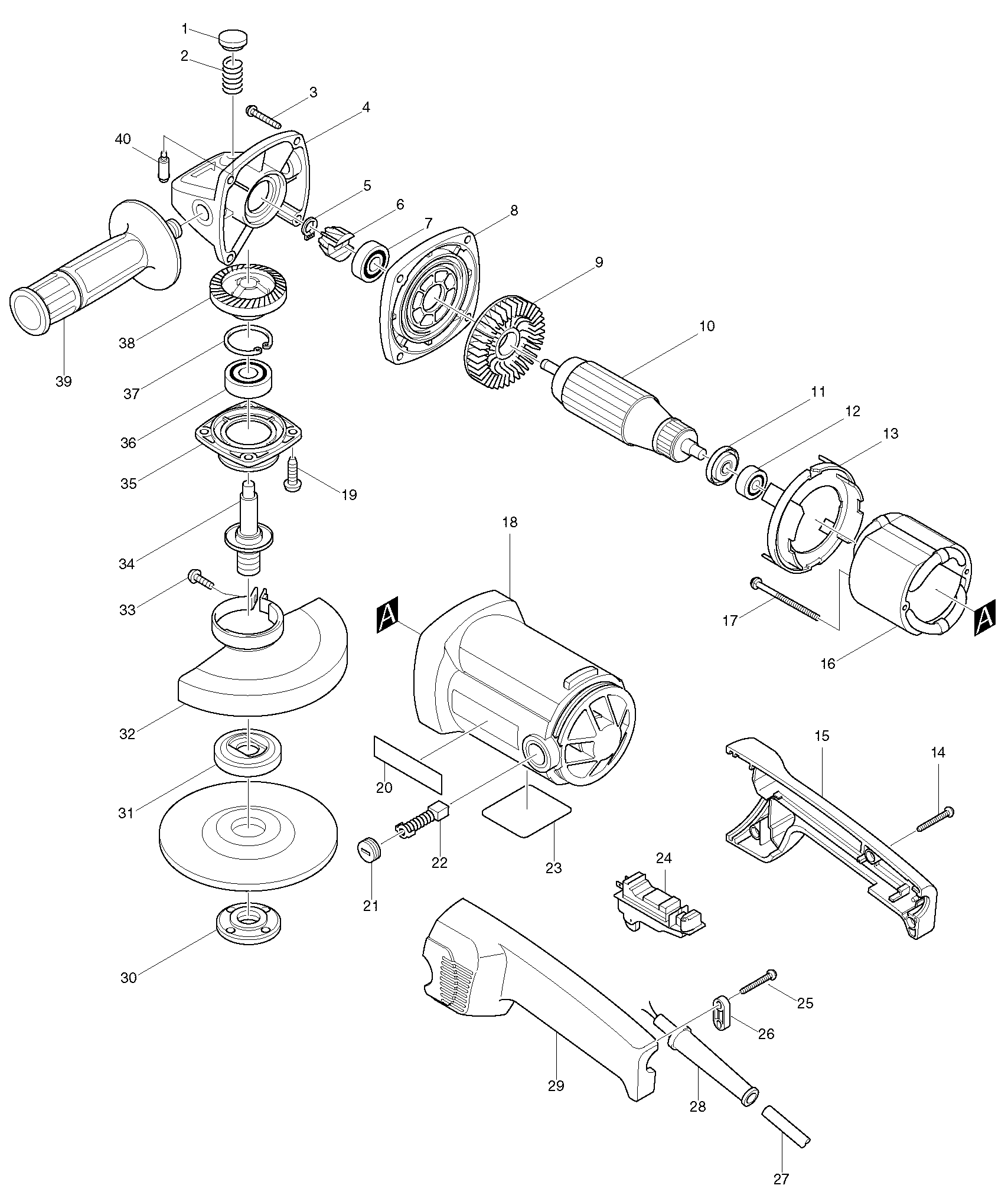 Makita 9016B parts diagram, sheet 1