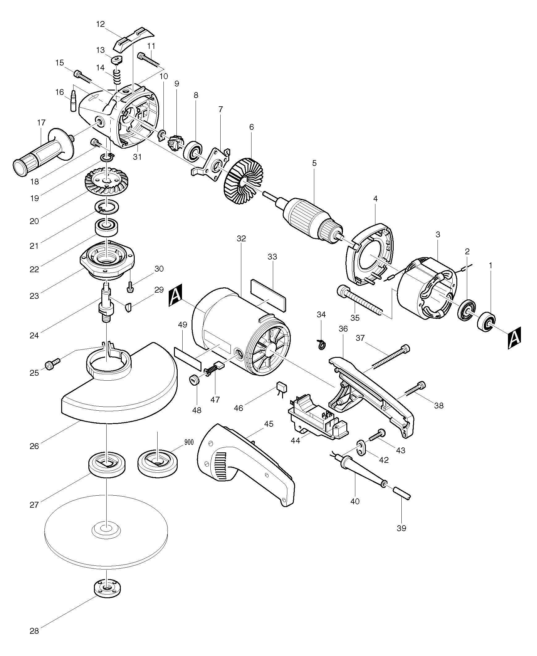 Makita 9027S parts diagram, sheet 1