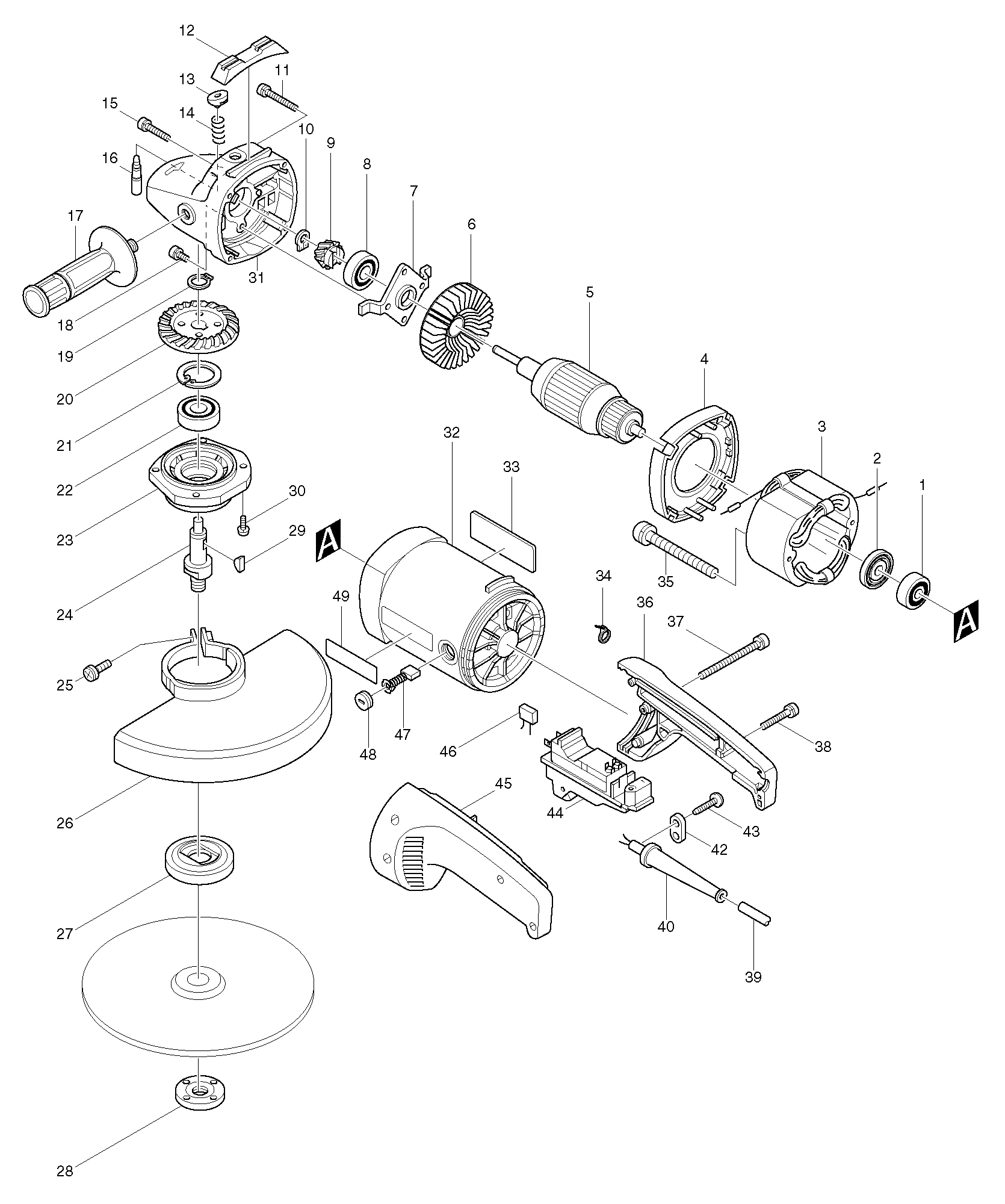 Makita 9029 parts diagram, sheet 1