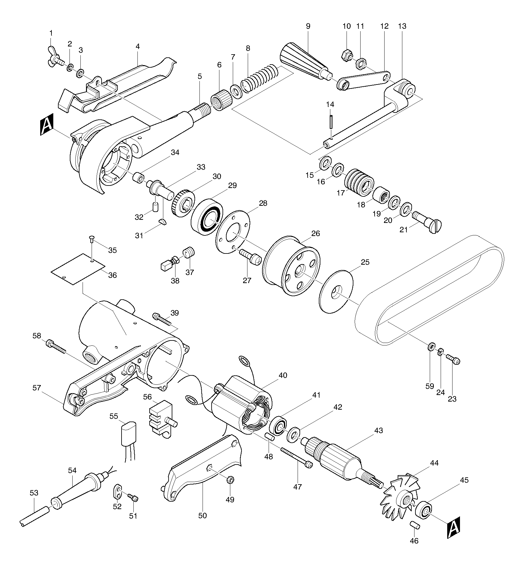 Makita 9030 parts diagram, sheet 1