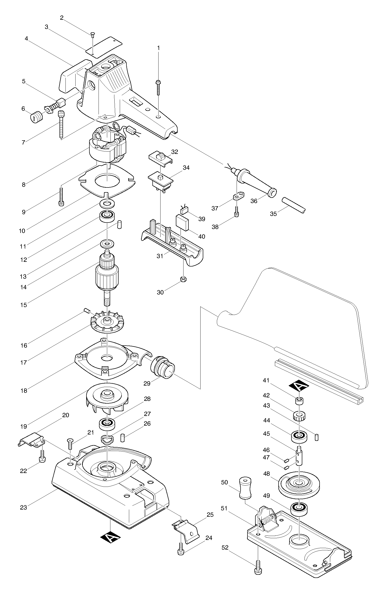 Makita 9035KB parts diagram, sheet 1