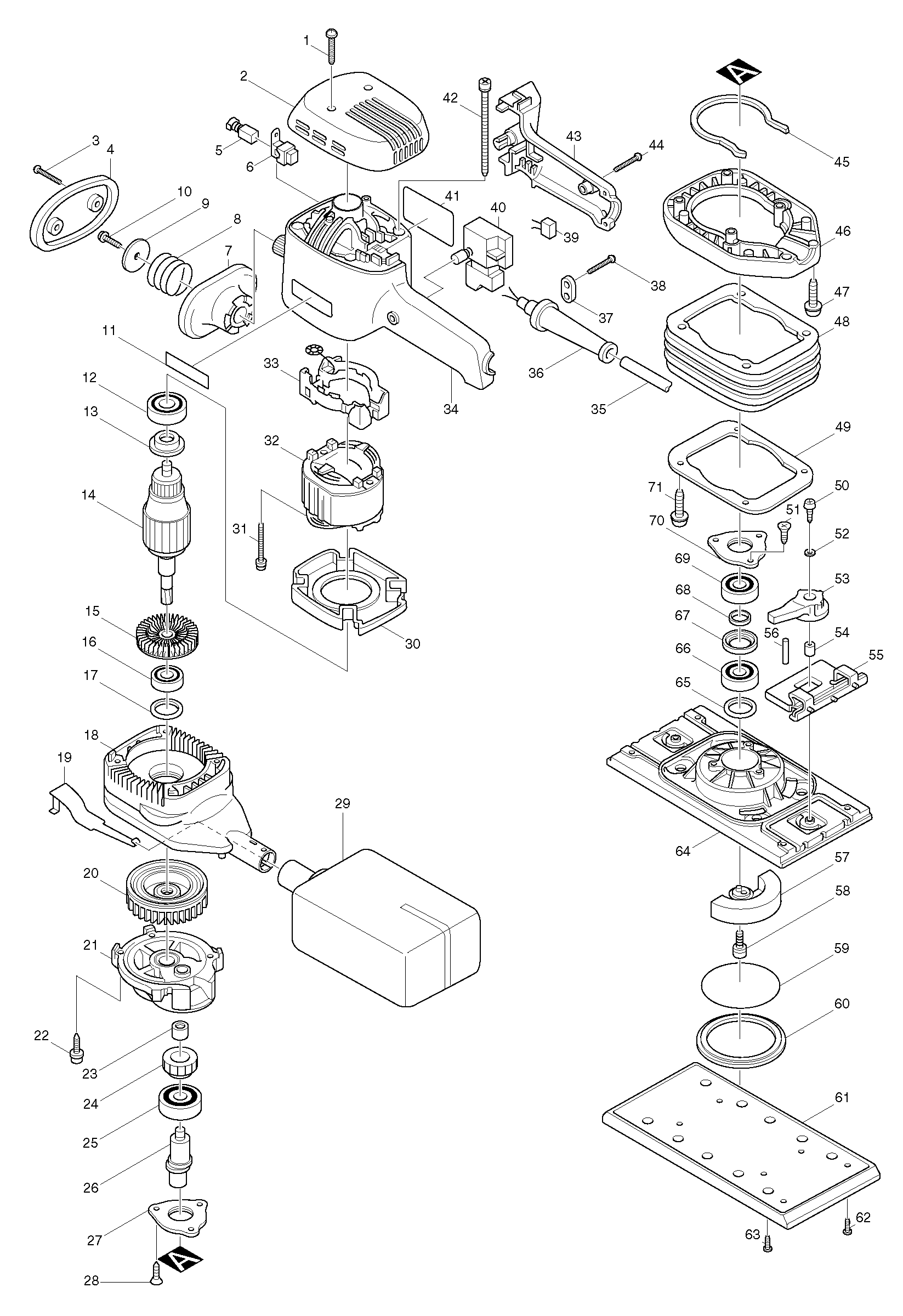 Makita 9046 parts diagram, sheet 1