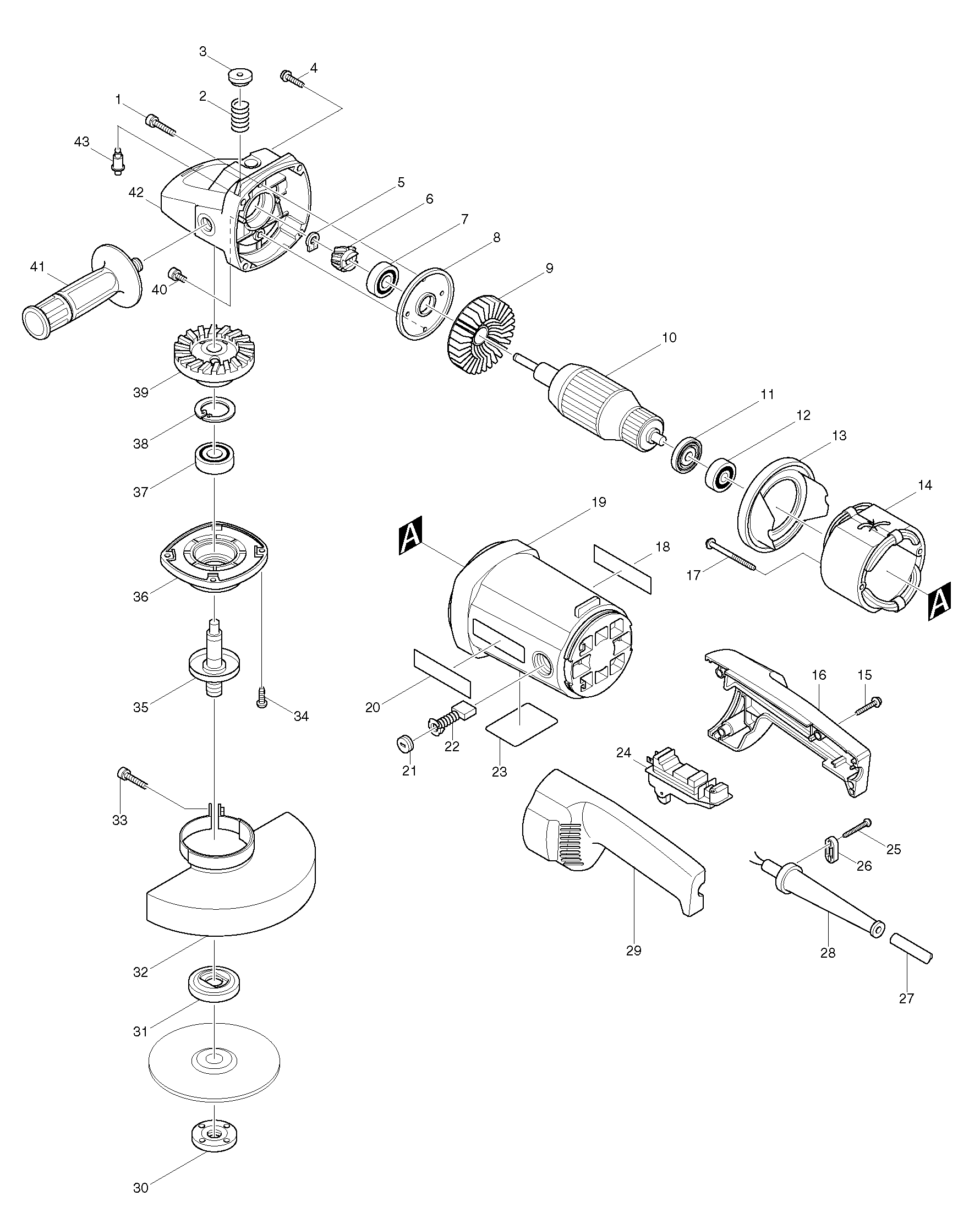 Makita 9069S parts diagram, sheet 1