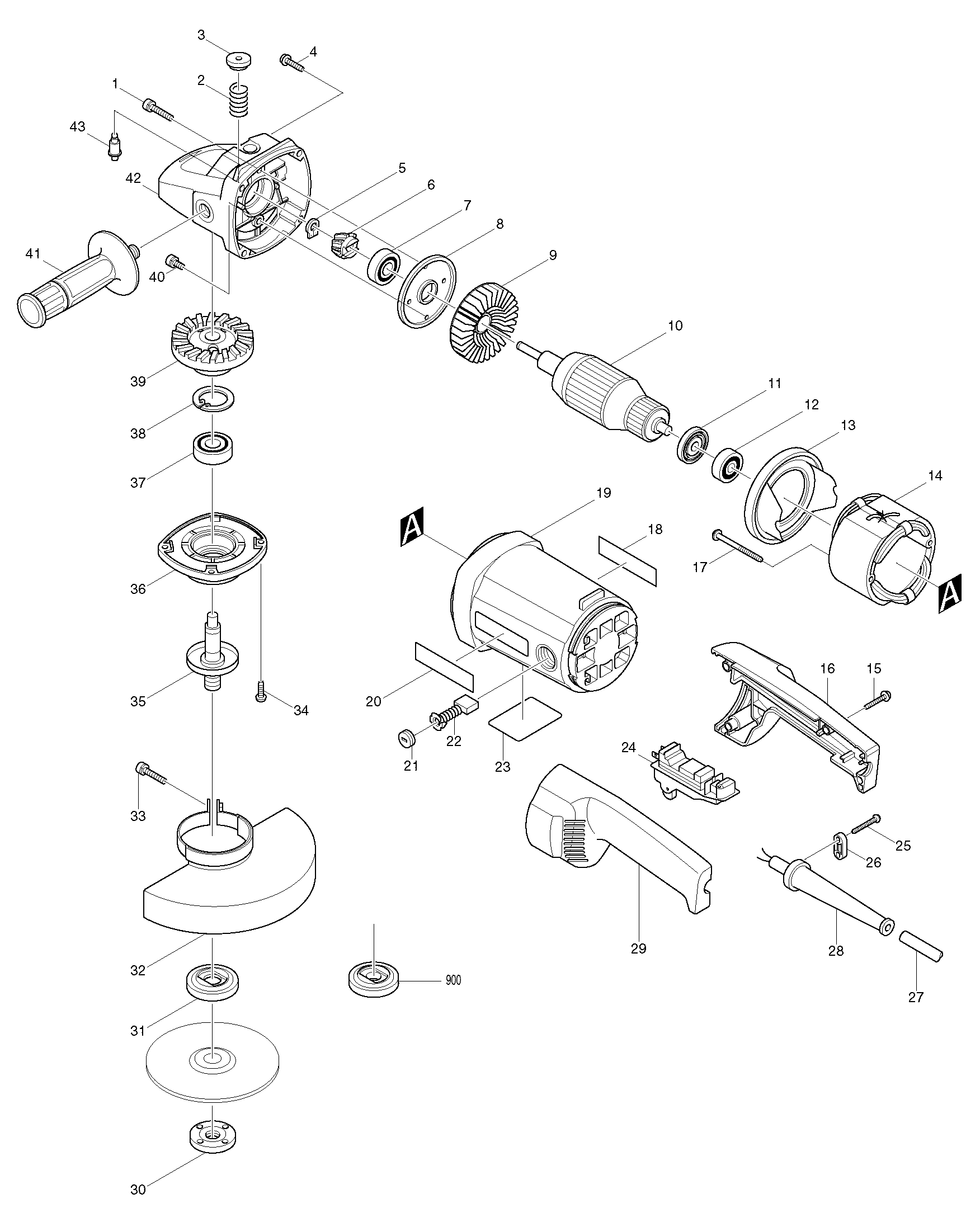 Makita 9069 parts diagram, sheet 1