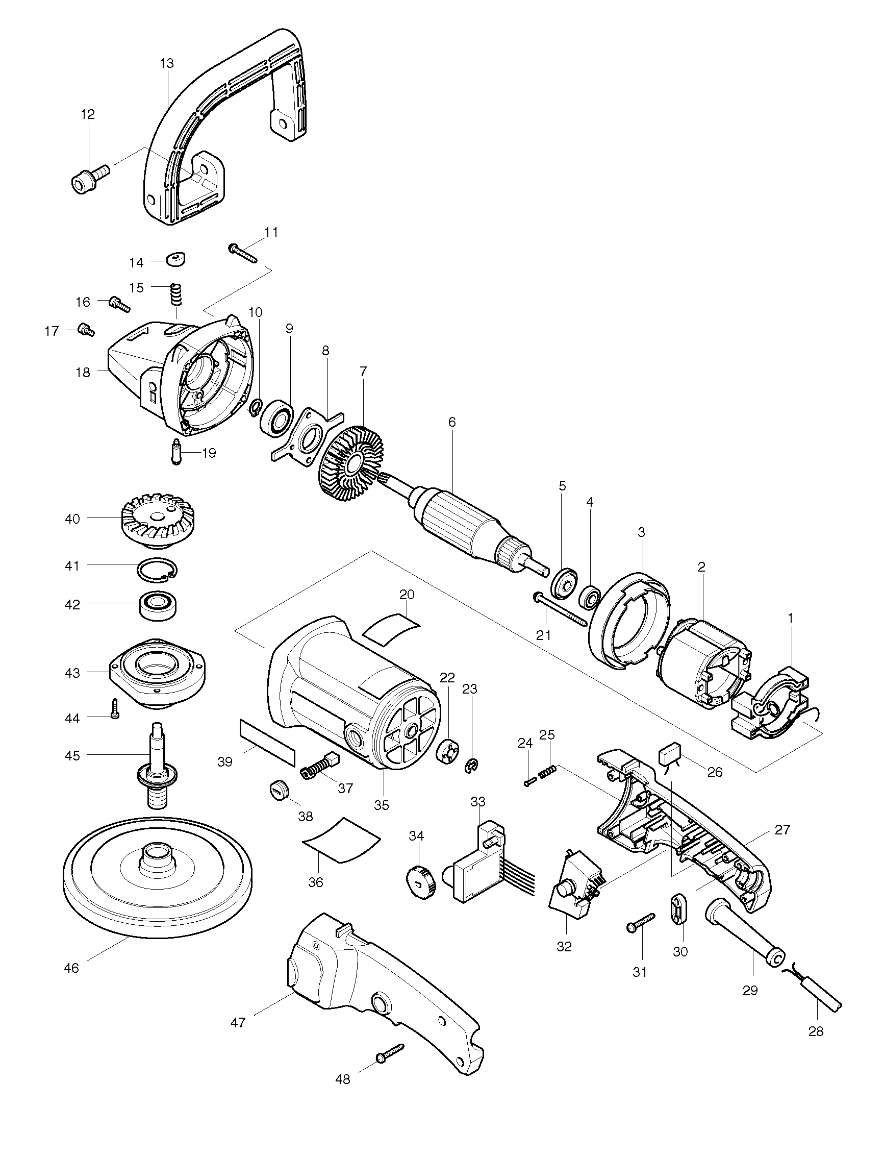 Makita 9227CB parts diagram, sheet 1