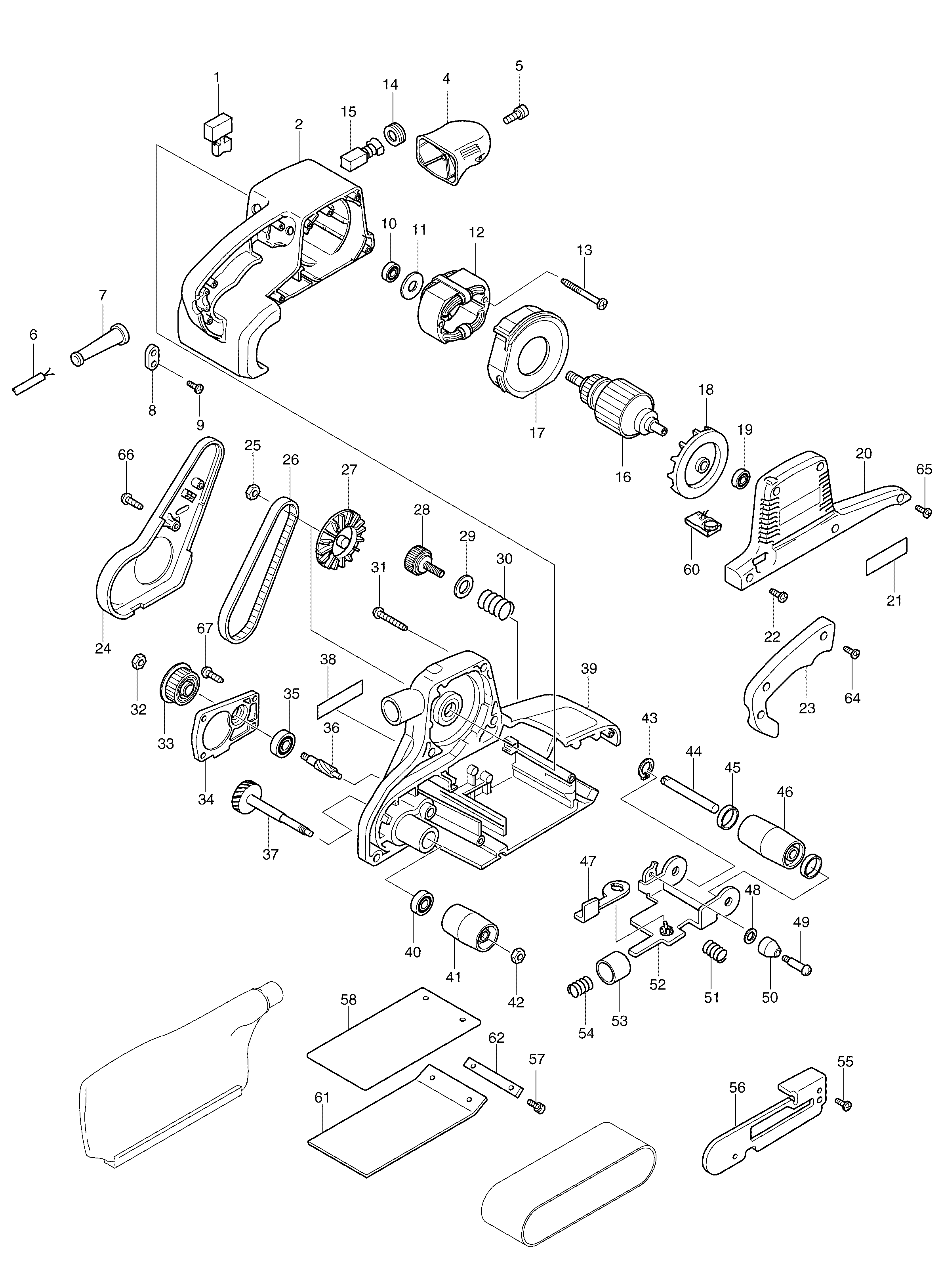 Makita 9404 parts diagram, sheet 1